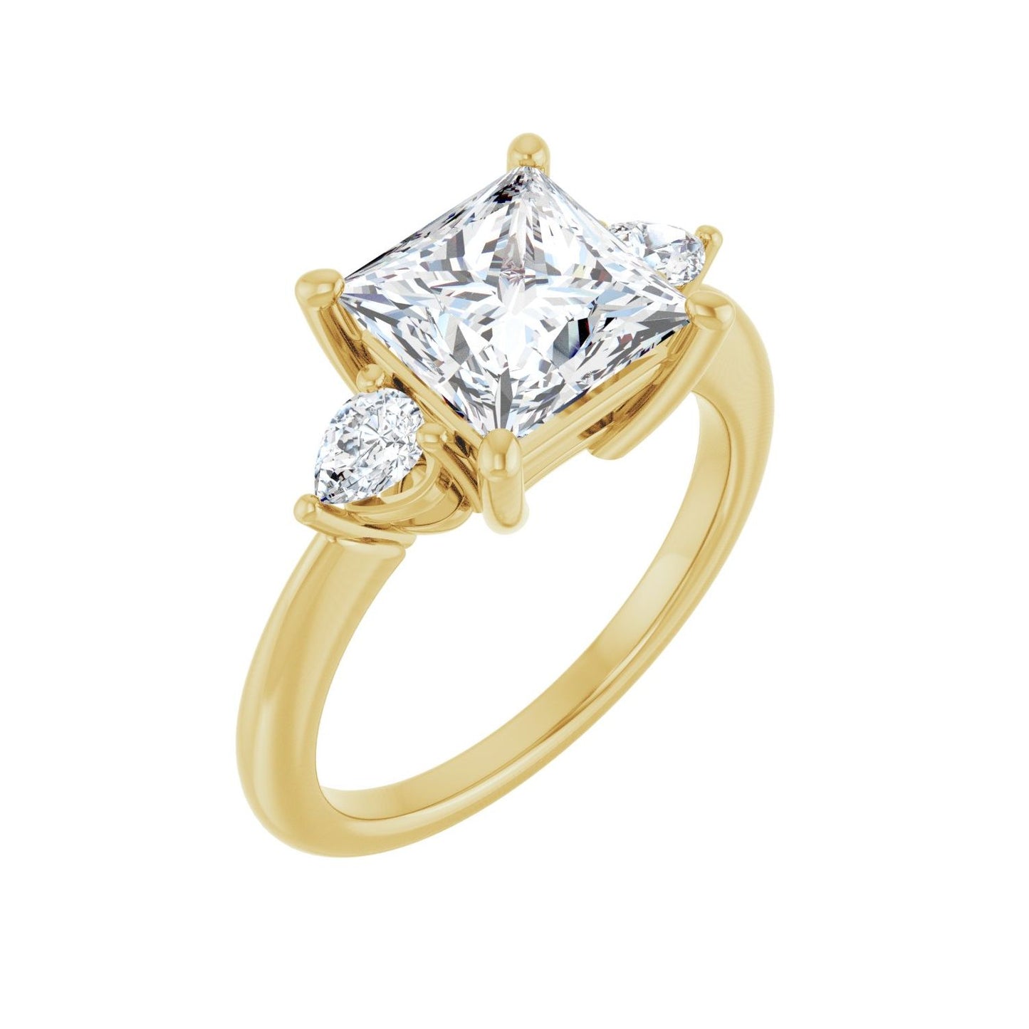 Square Three-Stone Engagement Ring | Metal Type=14K Yellow Gold | Center Stone Size=2.5 CT | Image 1