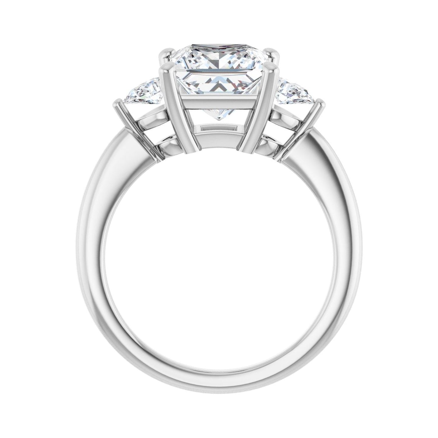 Square Three-Stone Engagement Ring | Metal Type=14K White Gold | Center Stone Size=2.5 CT | Image 2