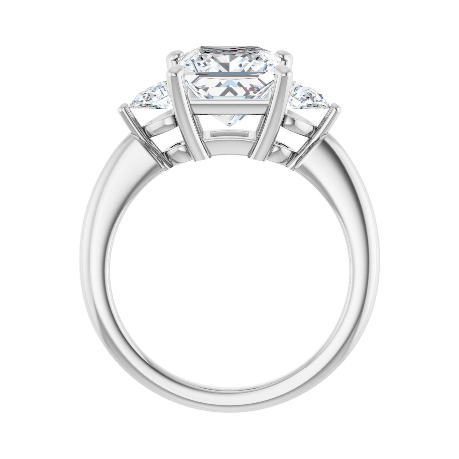 Square Three-Stone Engagement Ring | Metal Type=14K White Gold | Center Stone Size=2.5 CT | Image 2