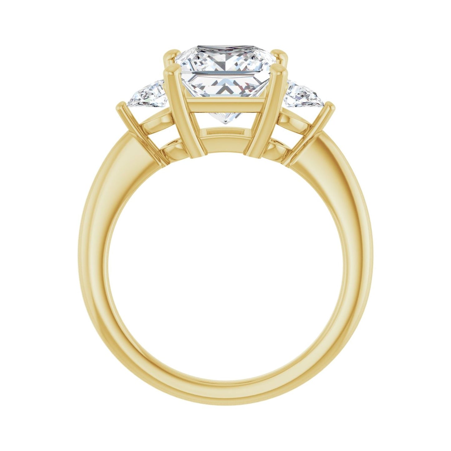 Square Three-Stone Engagement Ring | Metal Type=14K Yellow Gold | Center Stone Size=2.5 CT | Image 2