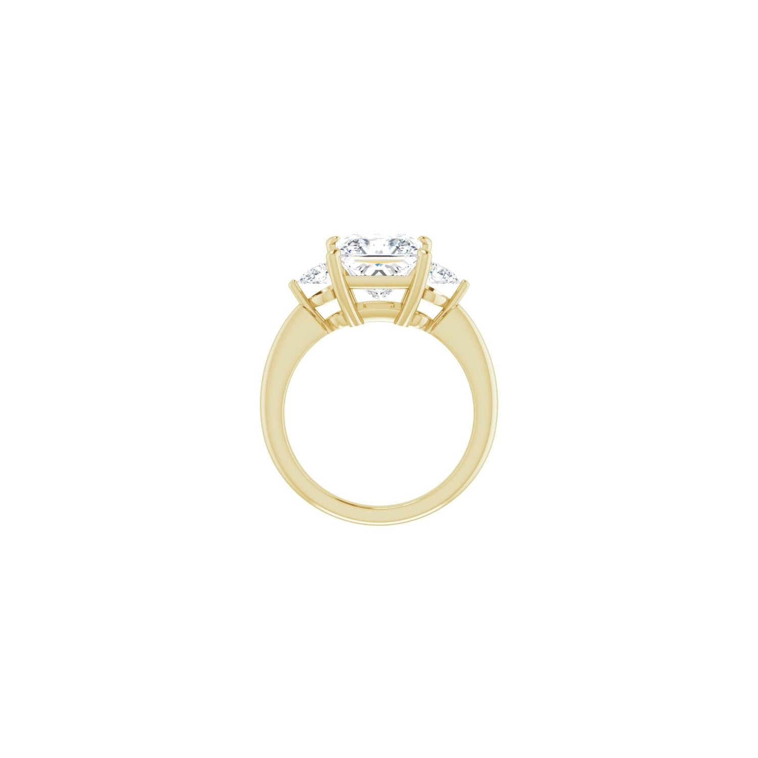 Square Three-Stone Engagement Ring | Metal Type=14K Yellow Gold | Center Stone Size=3 CT | Image 2