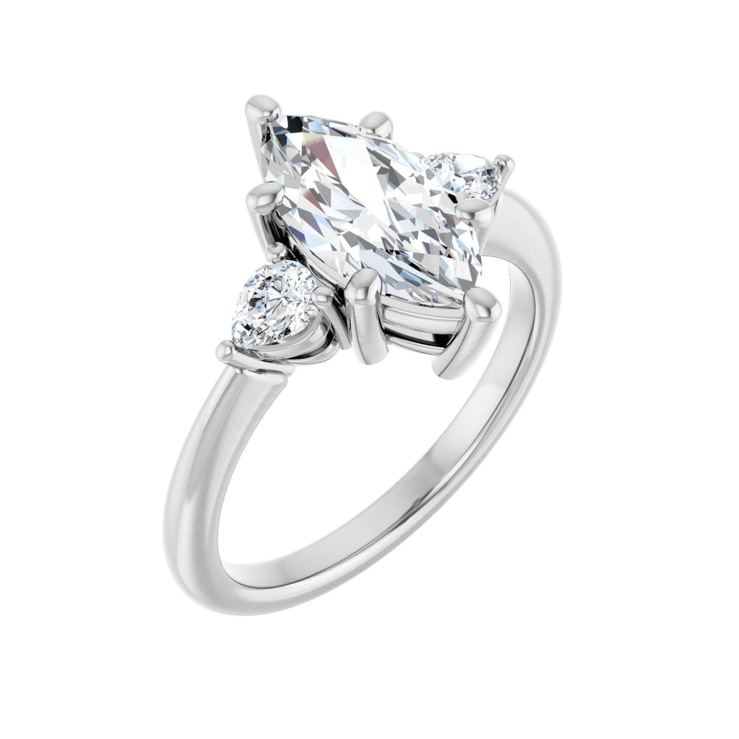 Marquise Three-Stone Engagement Ring | Metal Type=14K White Gold | Center Stone Size=1.5 CT | Image 1