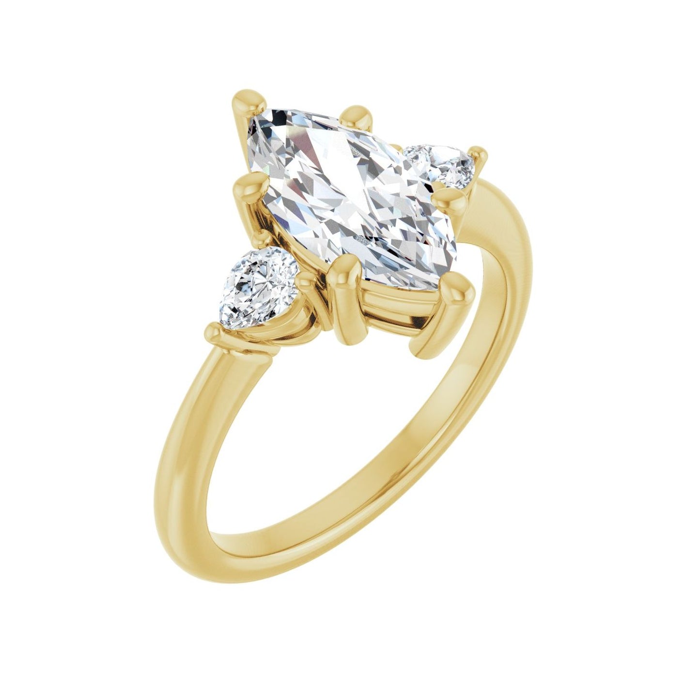 Marquise Three-Stone Engagement Ring | Metal Type=14K Yellow Gold | Center Stone Size=1.5 CT | Image 1
