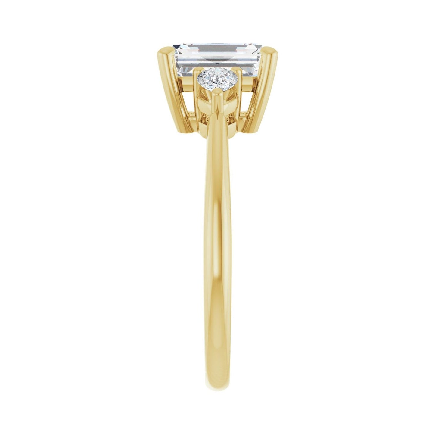 Emerald Three-Stone Engagement Ring | Metal Type=14K Yellow Gold | Center Stone Size=2 CT | Image 4