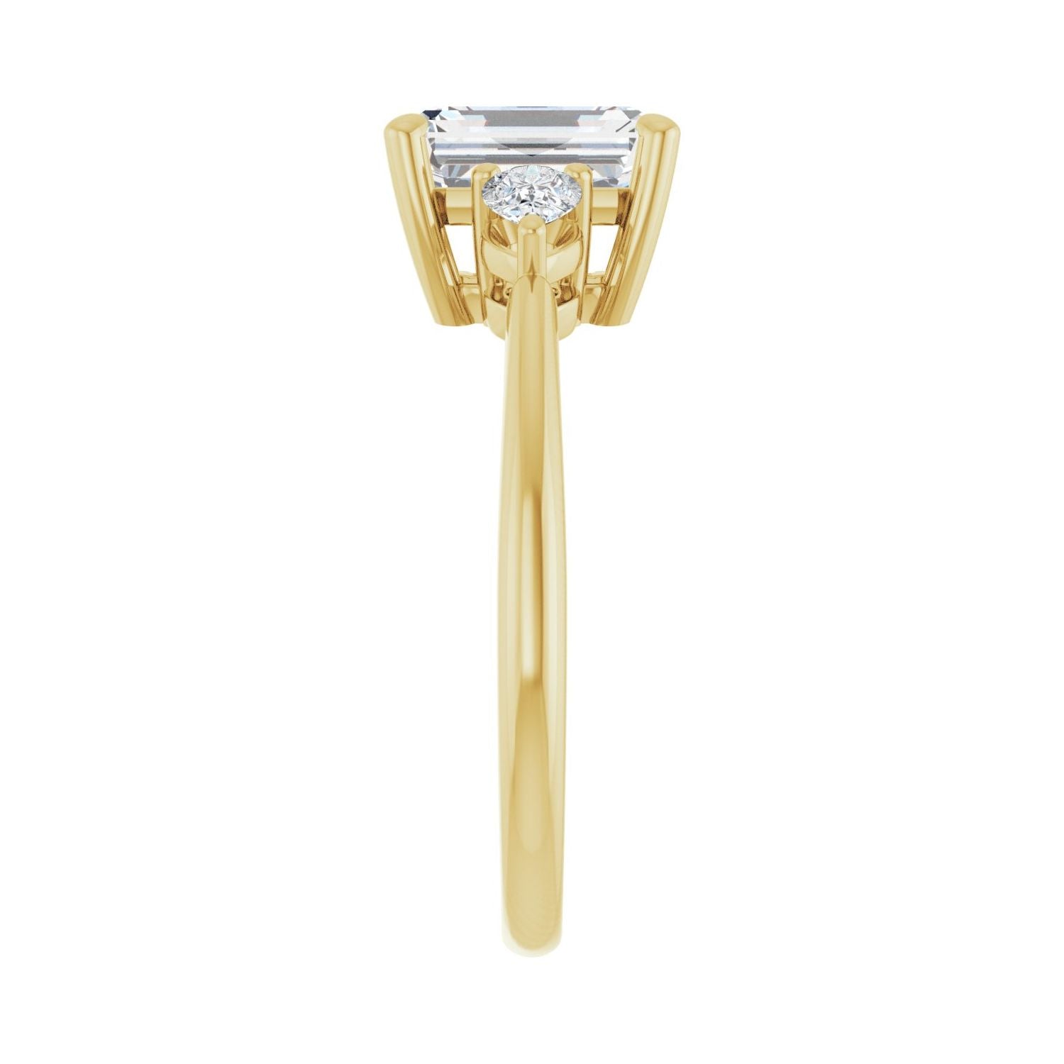 Emerald Three-Stone Engagement Ring | Metal Type=14K Yellow Gold | Center Stone Size=2 CT | Image 4
