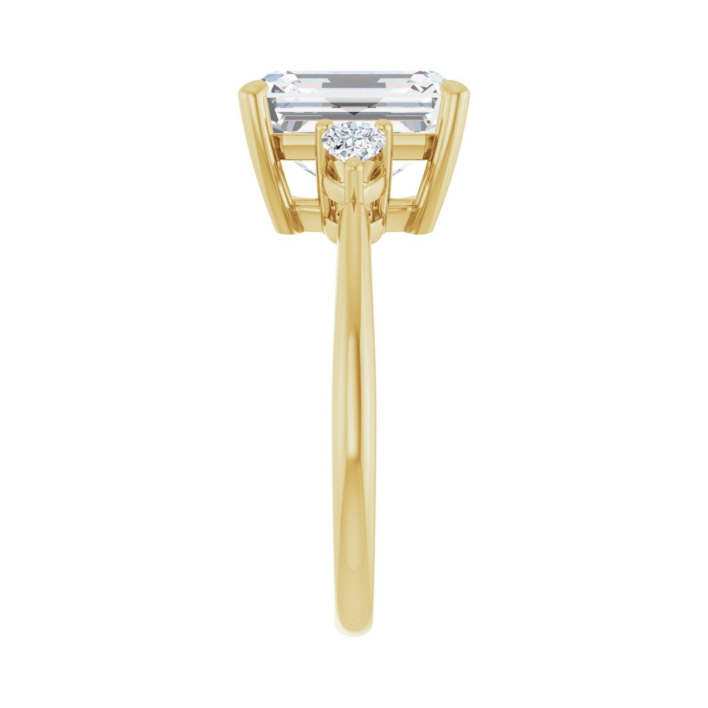 Emerald Three-Stone Engagement Ring | Metal Type=14K Yellow Gold | Center Stone Size=3 CT | Image 4