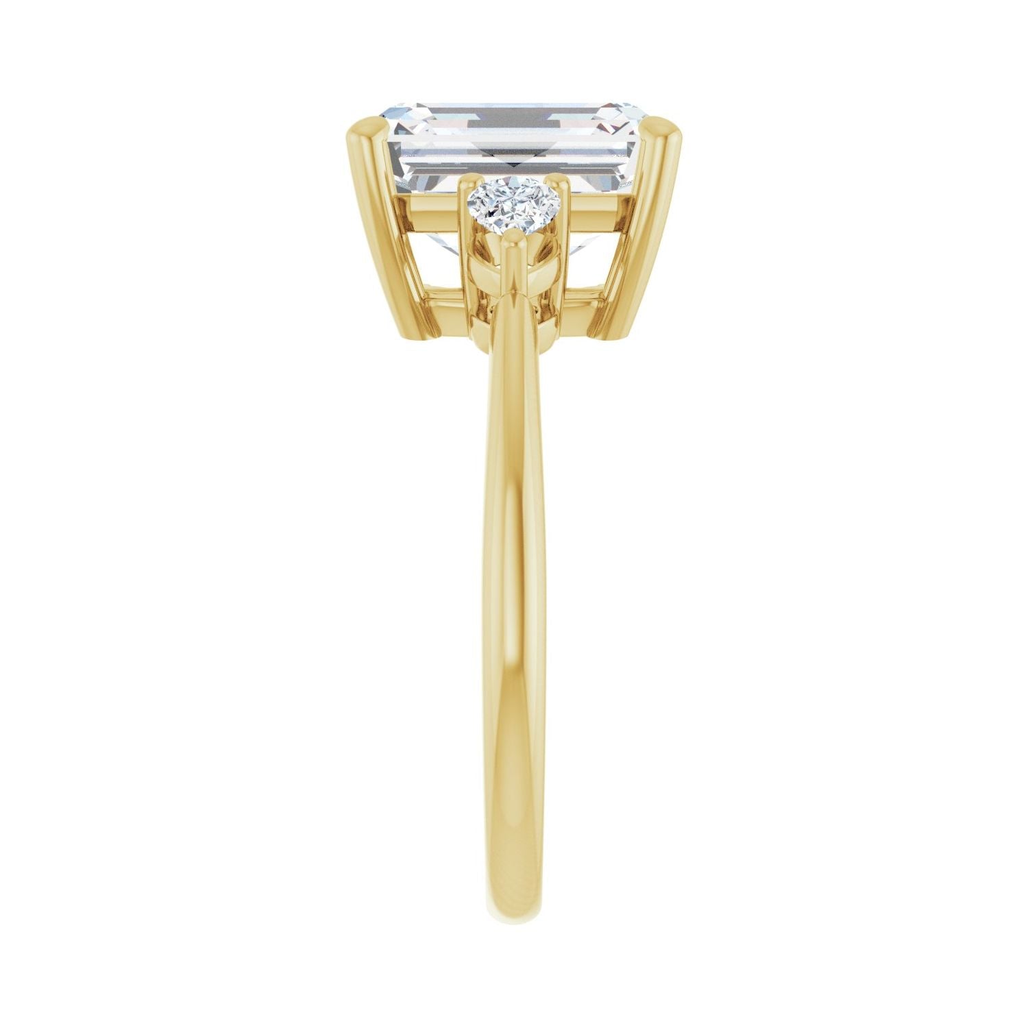 Emerald Three-Stone Engagement Ring | Metal Type=14K Yellow Gold | Center Stone Size=3 CT | Image 4