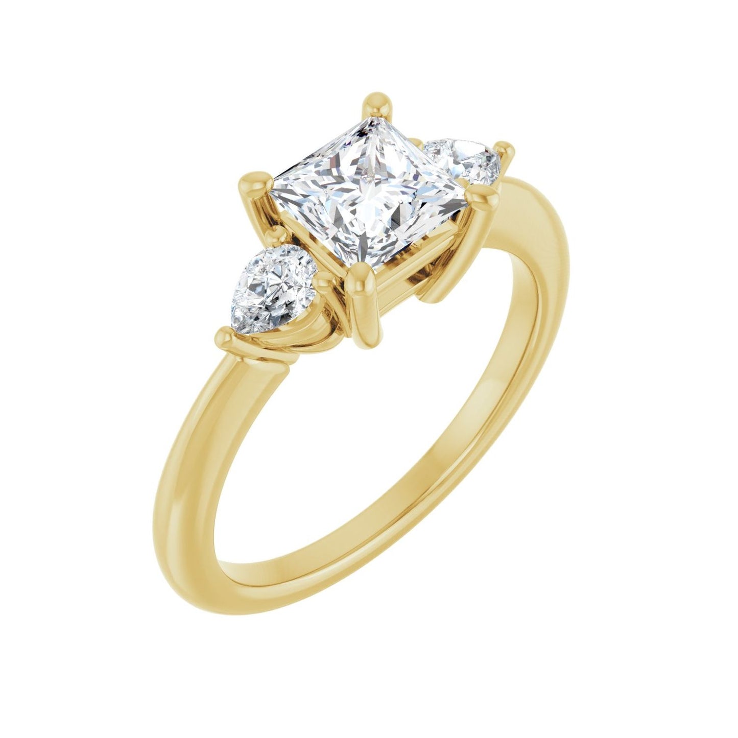 Square Three-Stone Engagement Ring | Metal Type=14K Yellow Gold | Center Stone Size=1 CT | Image 1