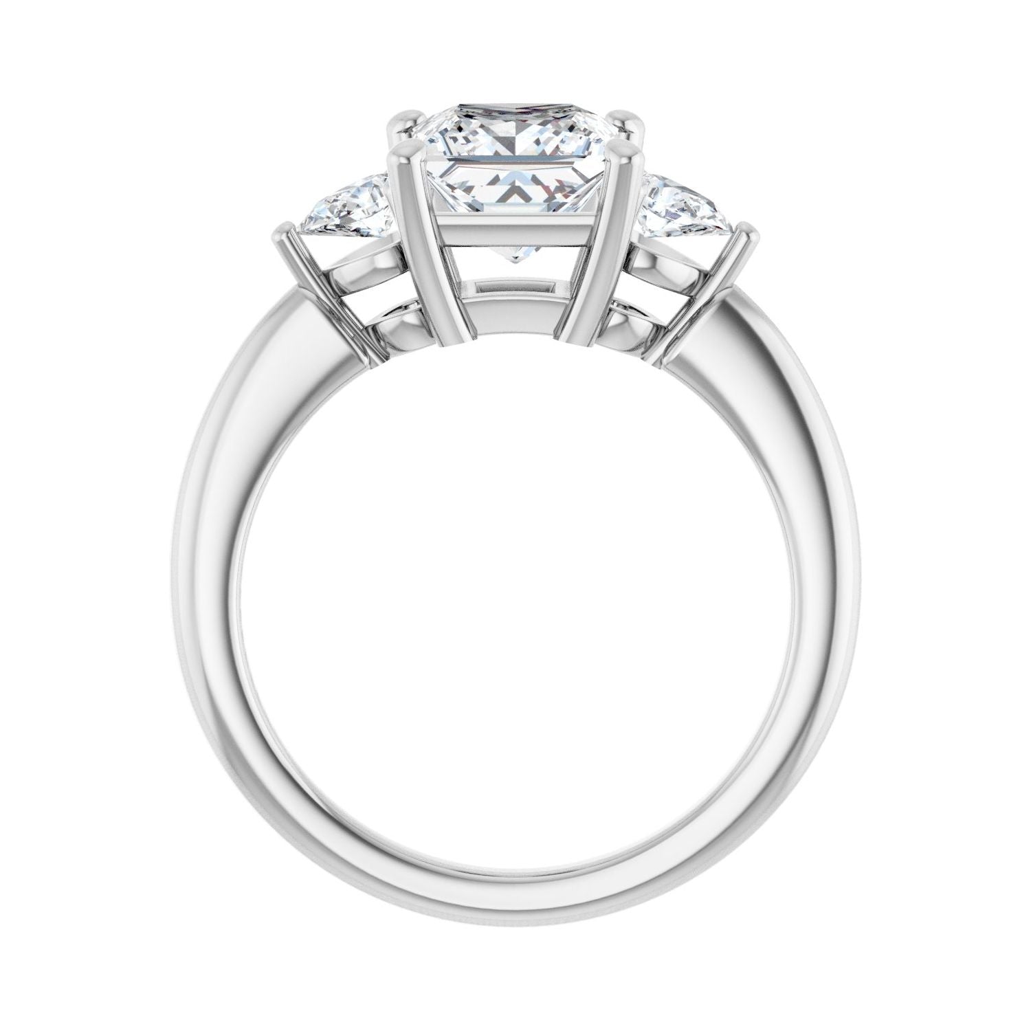Square Three-Stone Engagement Ring | Metal Type=14K White Gold | Center Stone Size=1.5 CT | Image 2