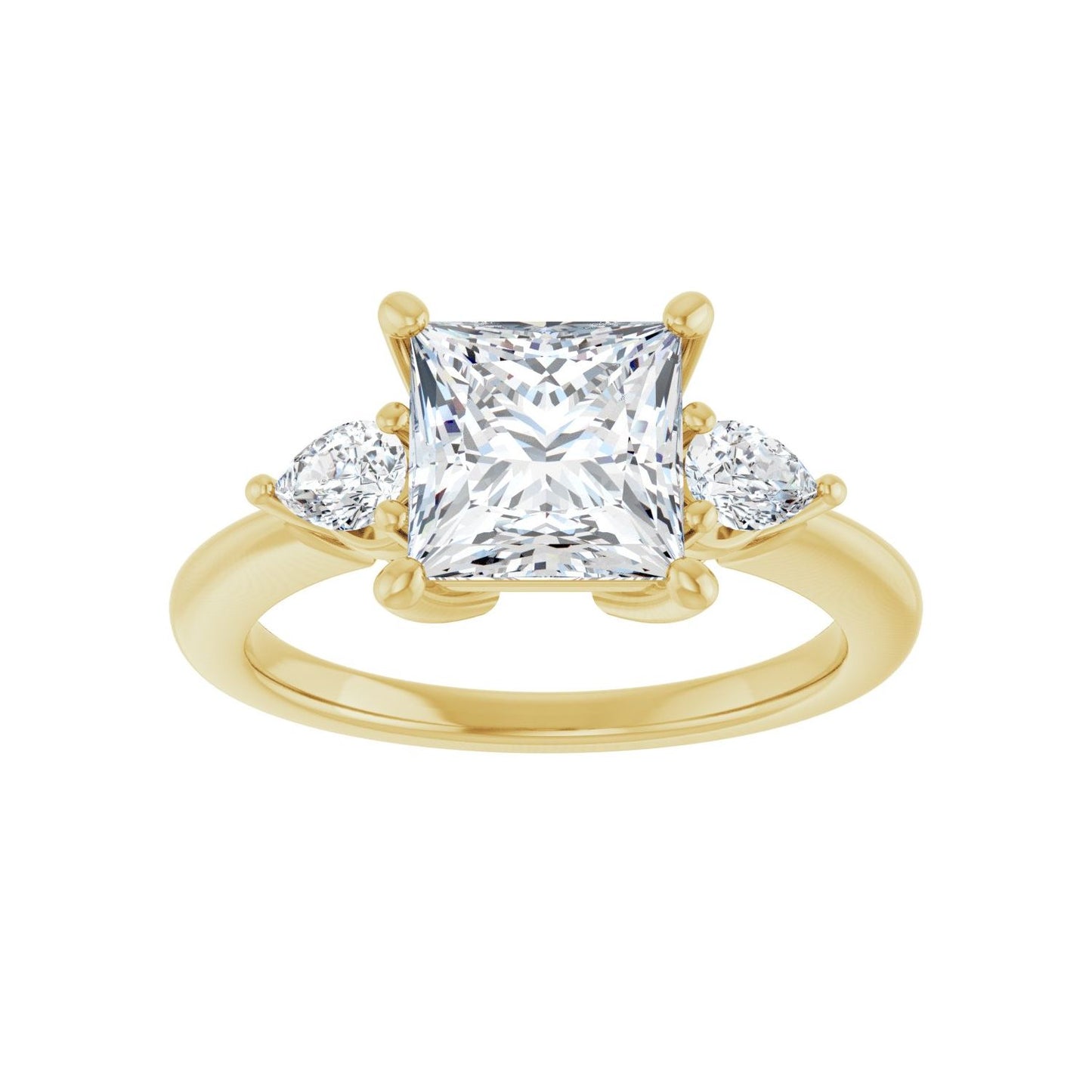 Square Three-Stone Engagement Ring | Metal Type=14K Yellow Gold | Center Stone Size=2 CT | Image 3