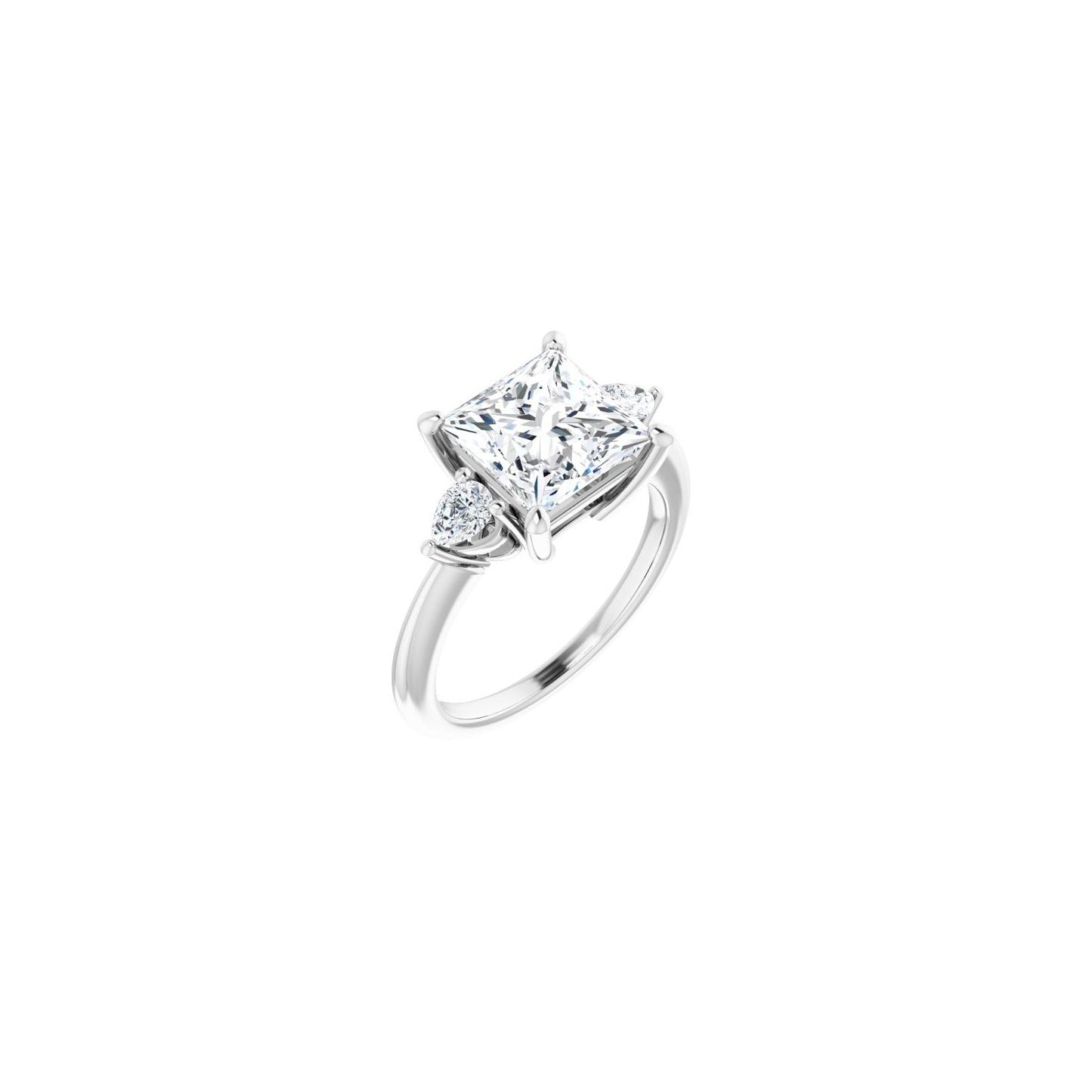 Square Three-Stone Engagement Ring | Metal Type=14K White Gold | Center Stone Size=3 CT | Image 1