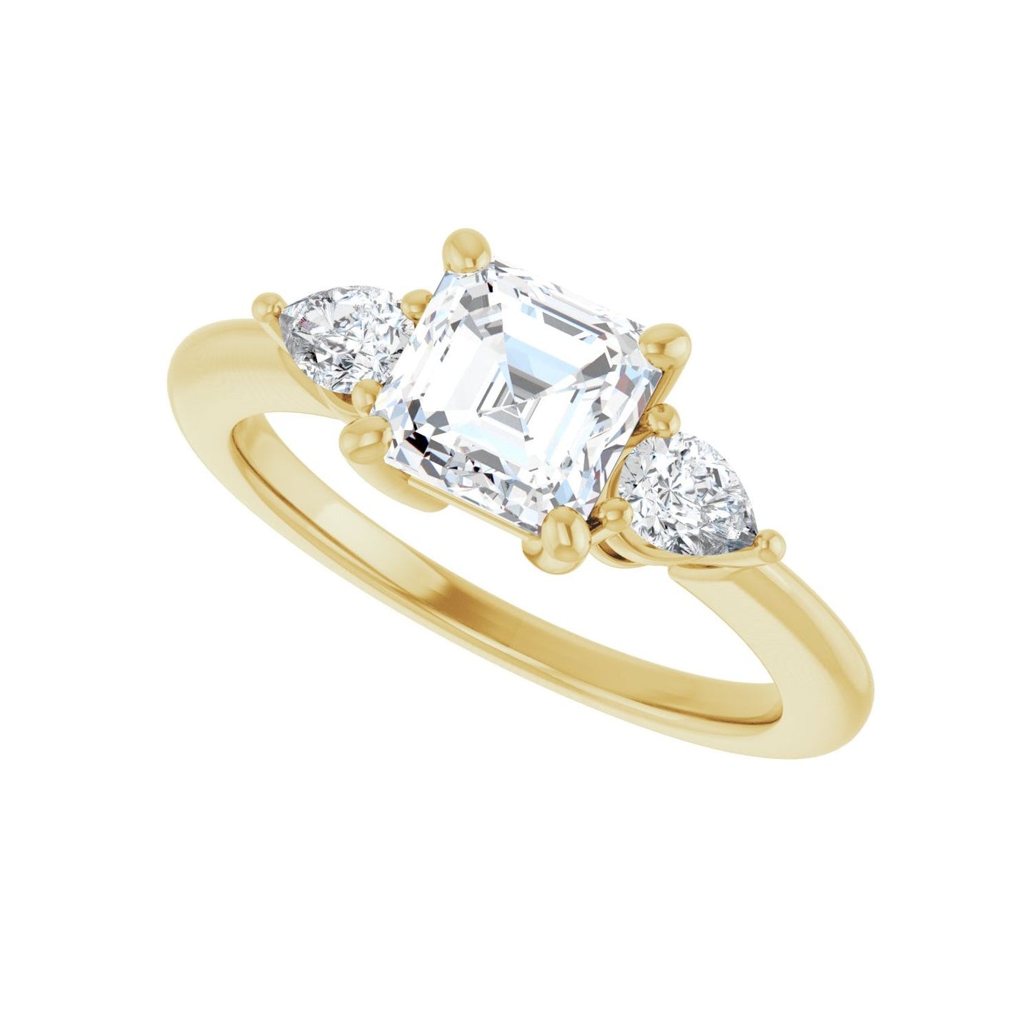 Asscher Three-Stone Engagement Ring | Metal Type=14K Yellow Gold | Center Stone Size=1 CT | Image 5