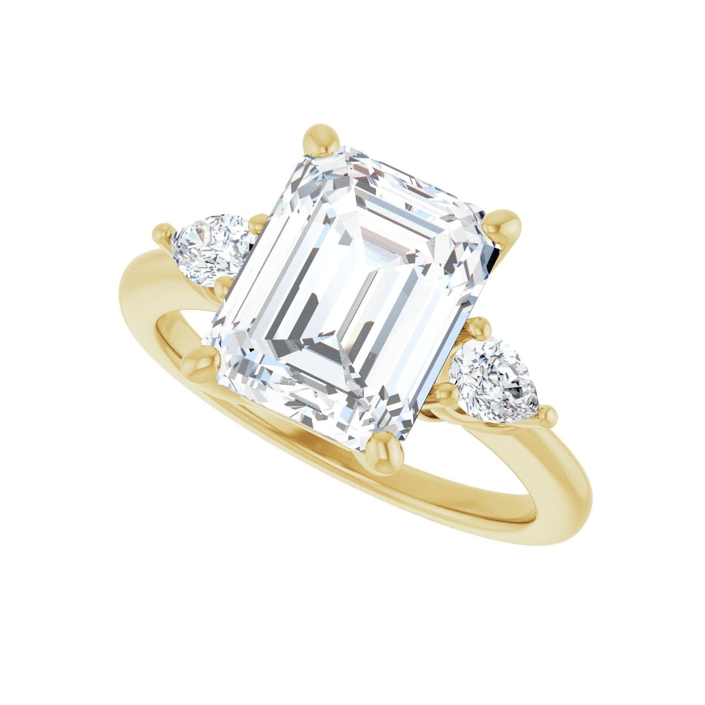 Emerald Three-Stone Engagement Ring | Metal Type=14K Yellow Gold | Center Stone Size=3 CT | Image 5