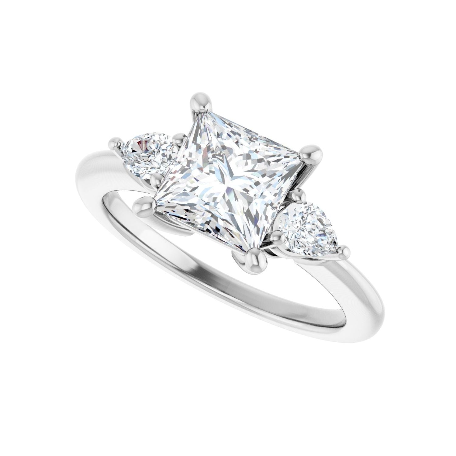 Square Three-Stone Engagement Ring | Metal Type=14K White Gold | Center Stone Size=1.5 CT | Image 5