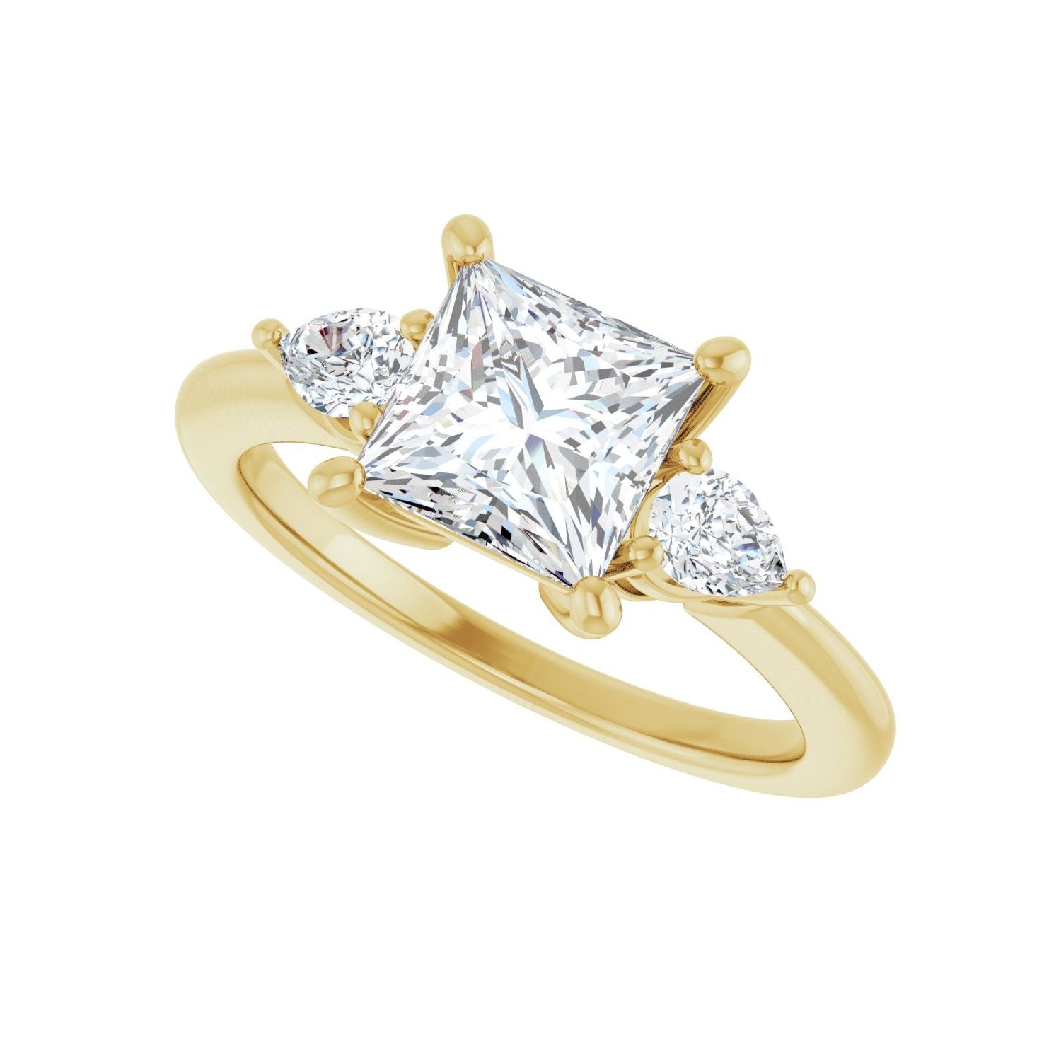 Square Three-Stone Engagement Ring | Metal Type=14K Yellow Gold | Center Stone Size=1.5 CT | Image 5