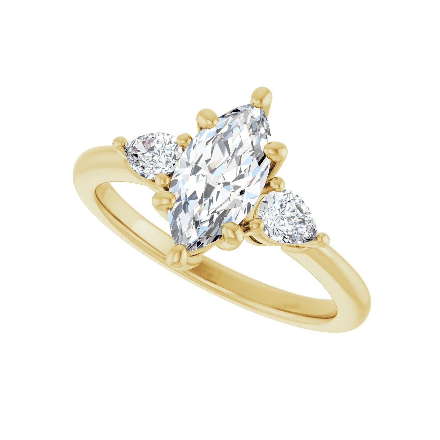 Marquise Three-Stone Engagement Ring | Metal Type=14K Yellow Gold | Center Stone Size=1 CT | Image 5