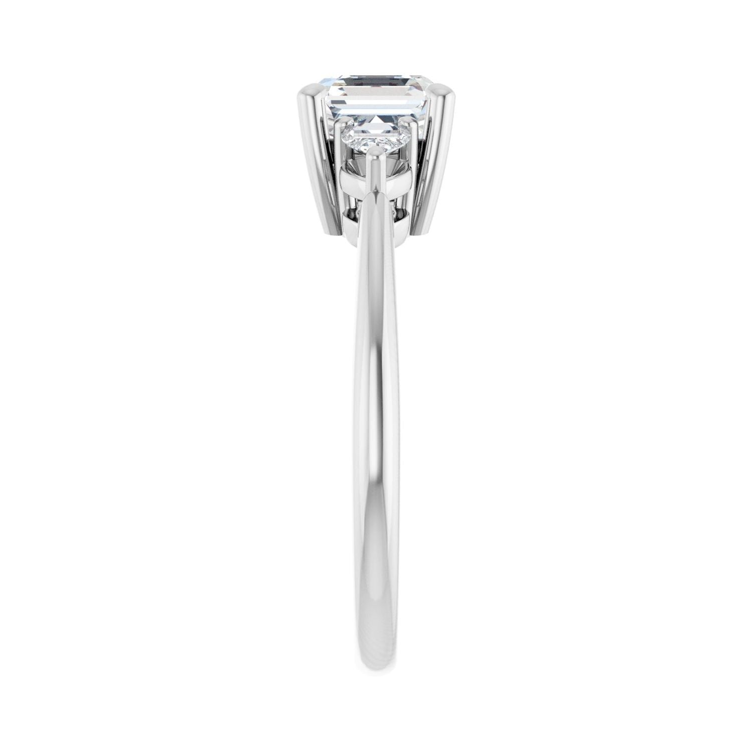 Asscher Three-Stone Engagement Ring | Metal Type=14K White Gold | Center Stone Size=1 CT | Image 4