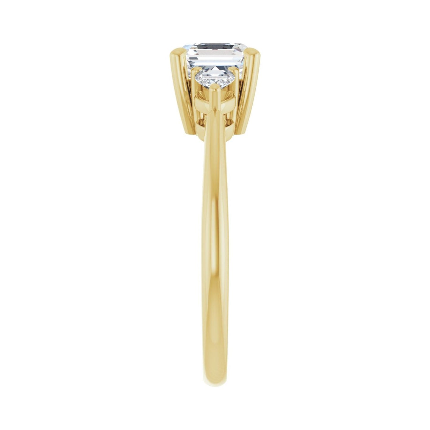 Asscher Three-Stone Engagement Ring | Metal Type=14K Yellow Gold | Center Stone Size=1 CT | Image 4