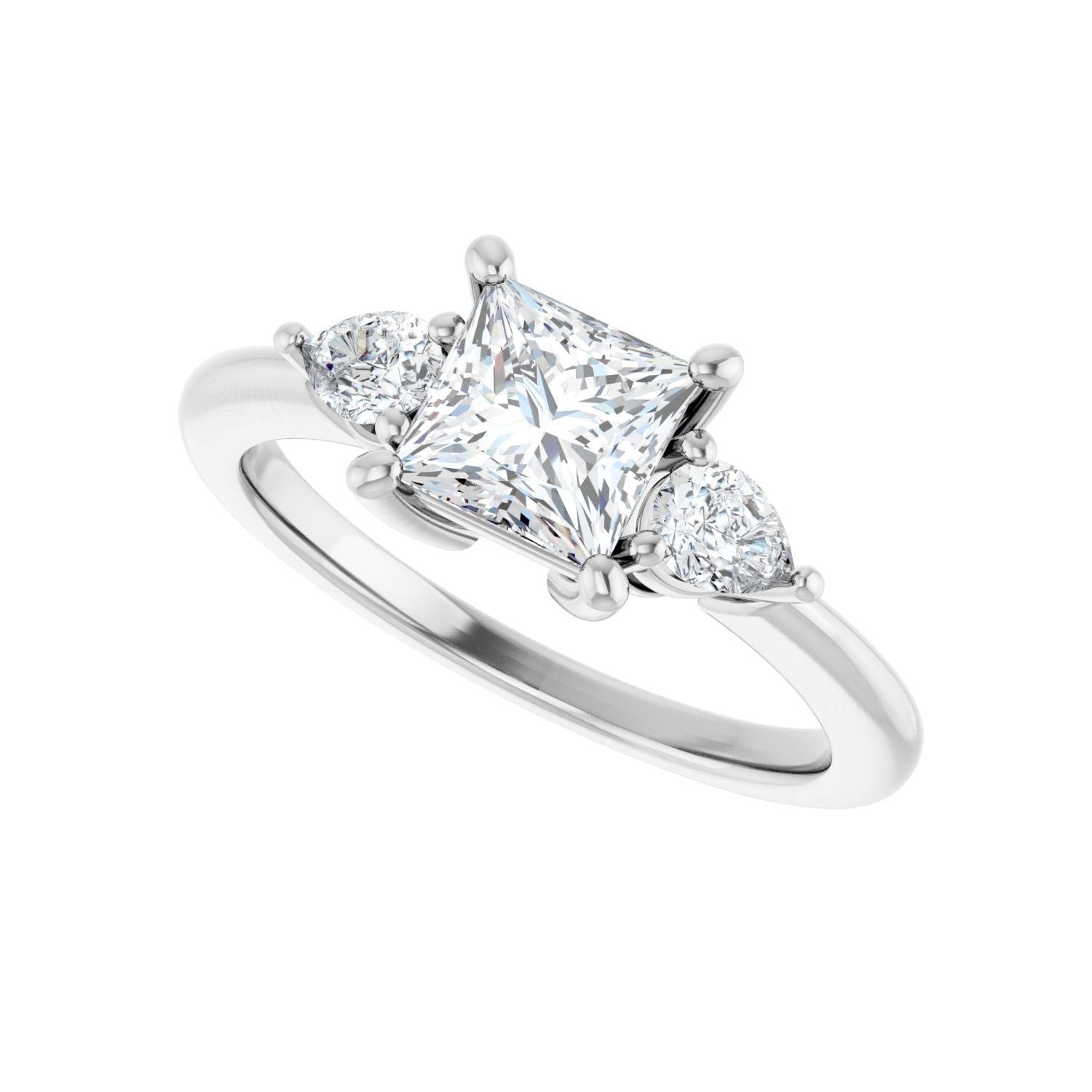 Square Three-Stone Engagement Ring | Metal Type=14K White Gold | Center Stone Size=1 CT | Image 5
