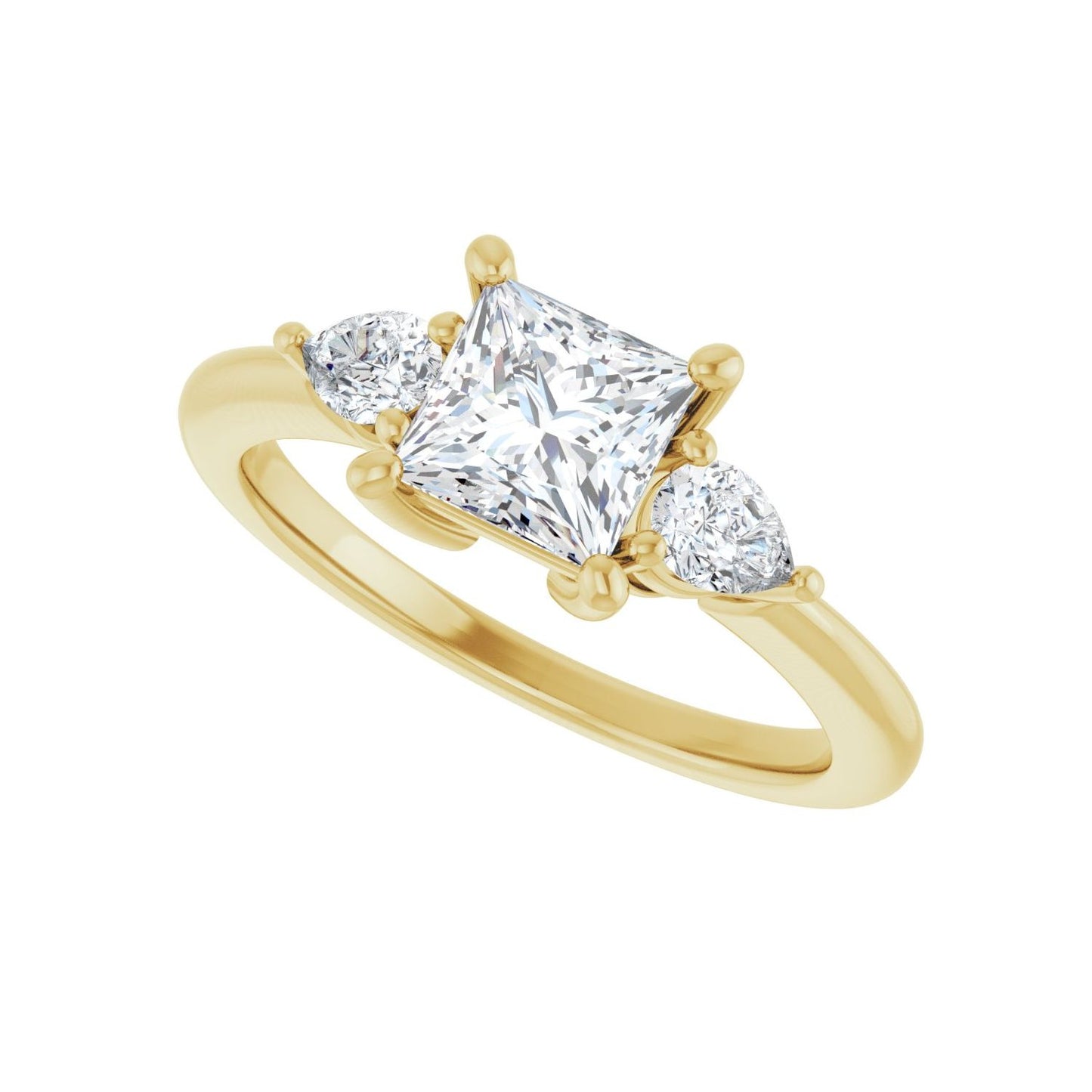 Square Three-Stone Engagement Ring | Metal Type=14K Yellow Gold | Center Stone Size=1 CT | Image 5