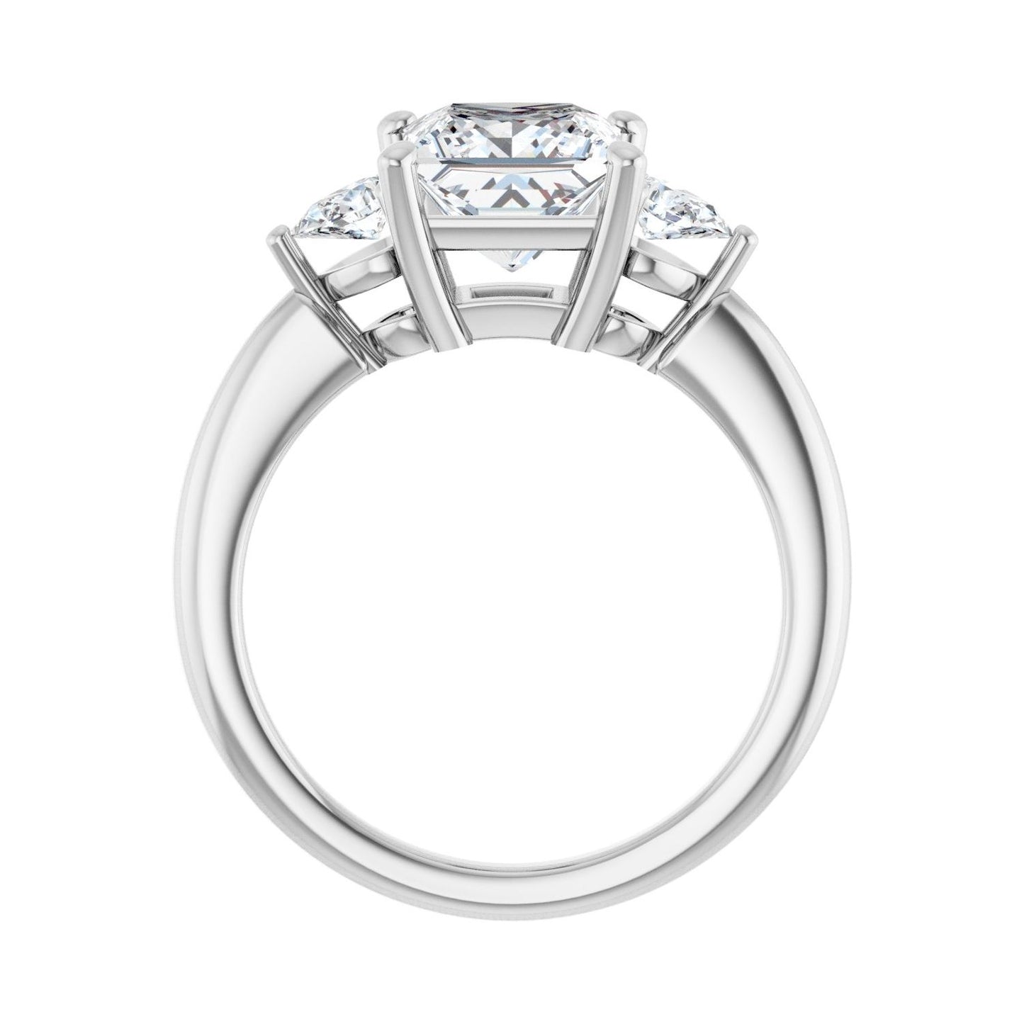 Square Three-Stone Engagement Ring | Metal Type=14K White Gold | Center Stone Size=2 CT | Image 2