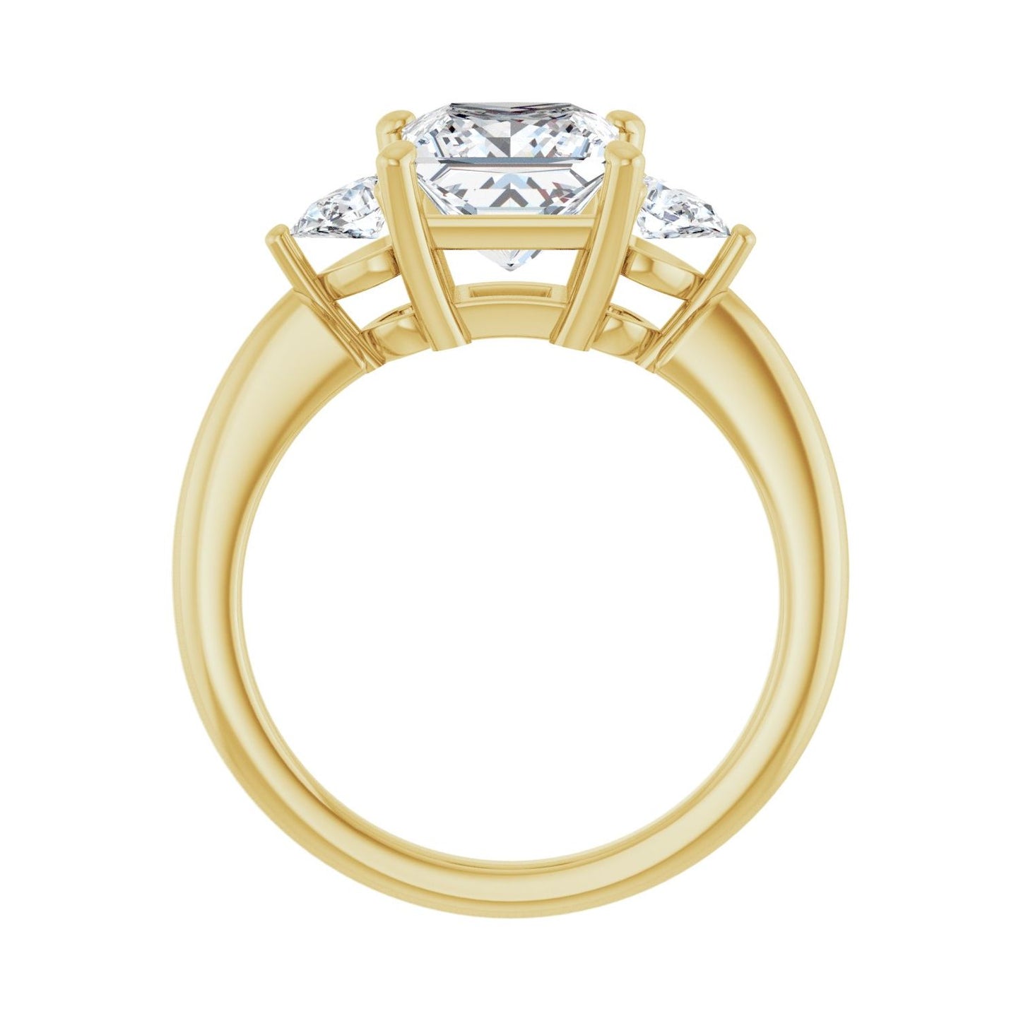 Square Three-Stone Engagement Ring | Metal Type=14K Yellow Gold | Center Stone Size=2 CT | Image 2