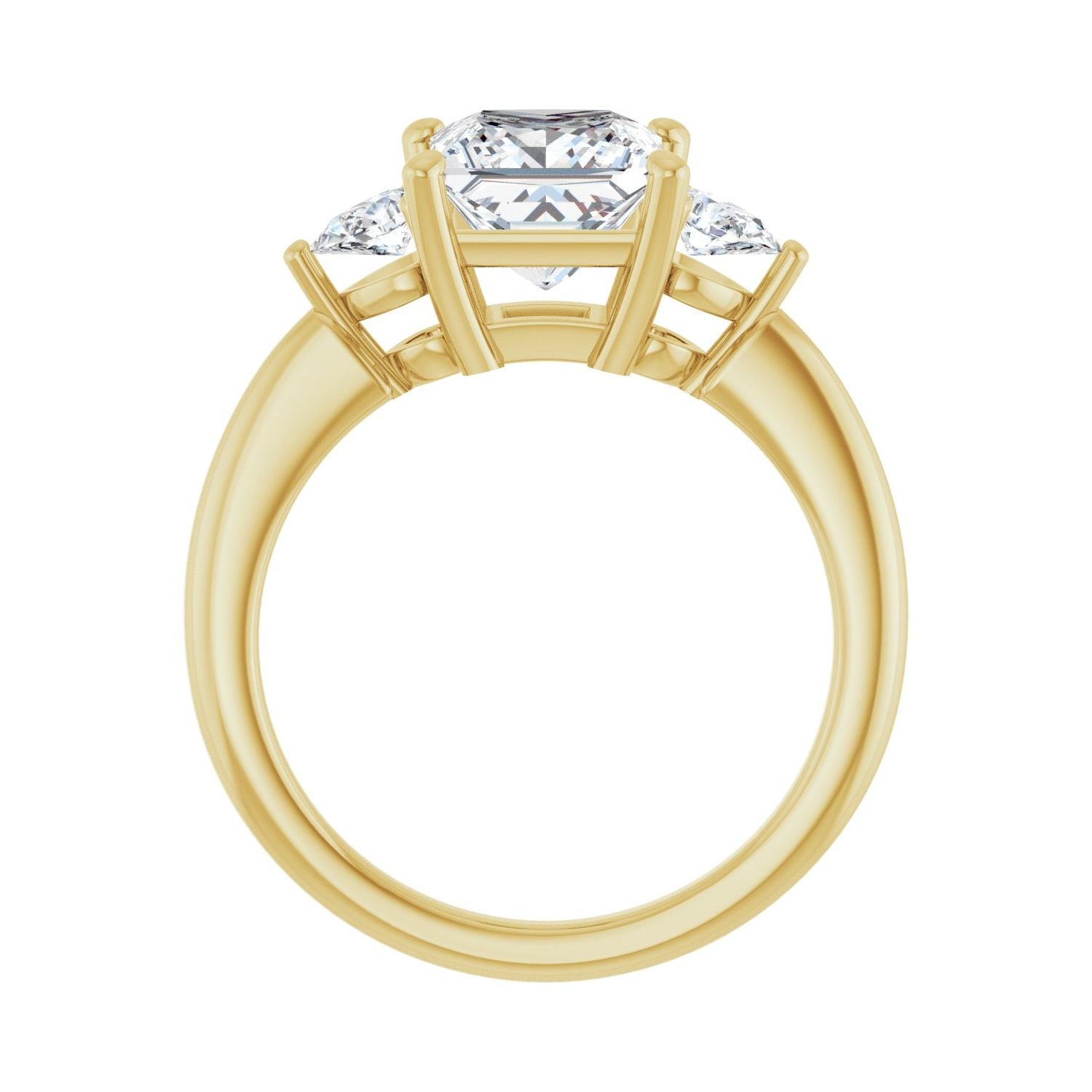Square Three-Stone Engagement Ring | Metal Type=14K Yellow Gold | Center Stone Size=2 CT | Image 2