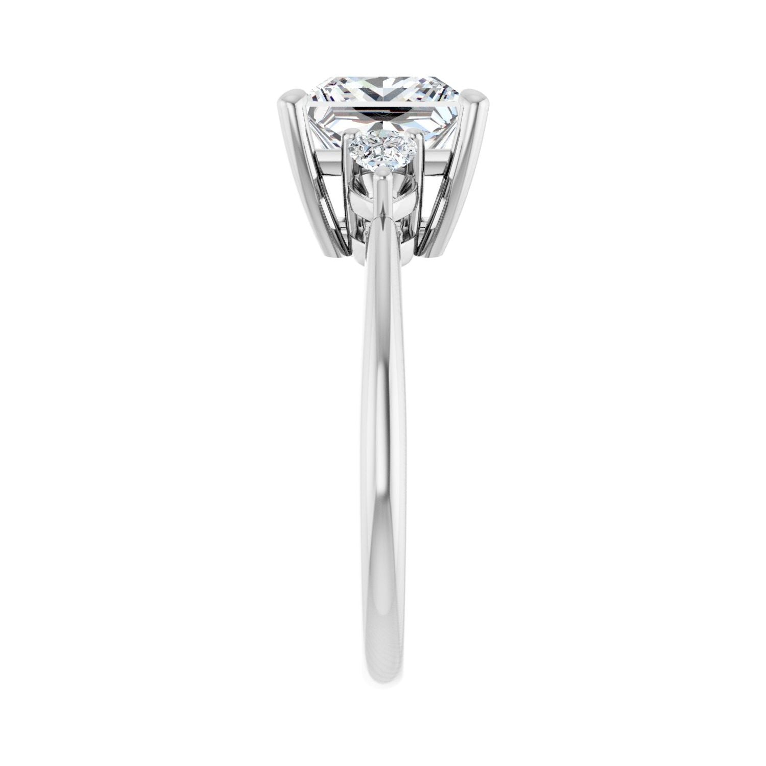 Square Three-Stone Engagement Ring | Metal Type=14K White Gold | Center Stone Size=2.5 CT | Image 4