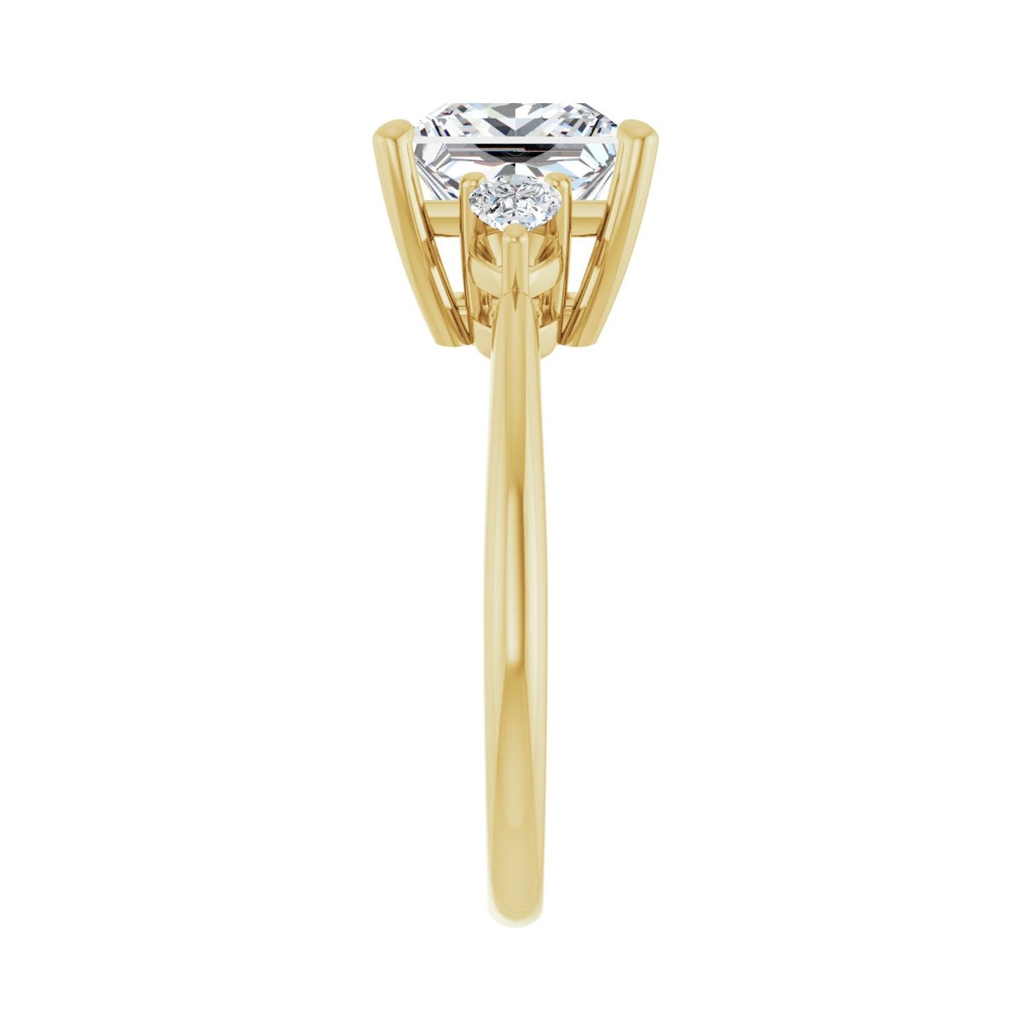 Square Three-Stone Engagement Ring | Metal Type=14K Yellow Gold | Center Stone Size=2.5 CT | Image 4