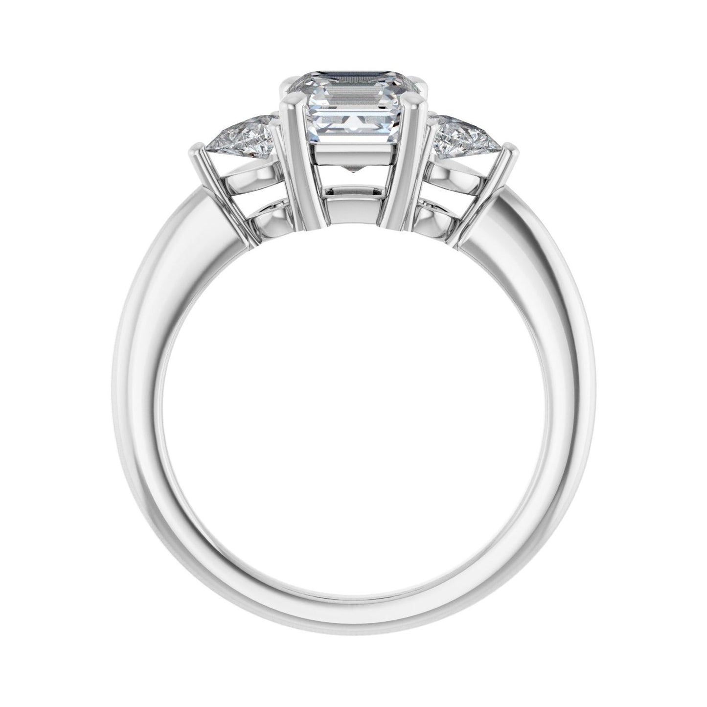 Asscher Three-Stone Engagement Ring | Metal Type=14K White Gold | Center Stone Size=1 CT | Image 2