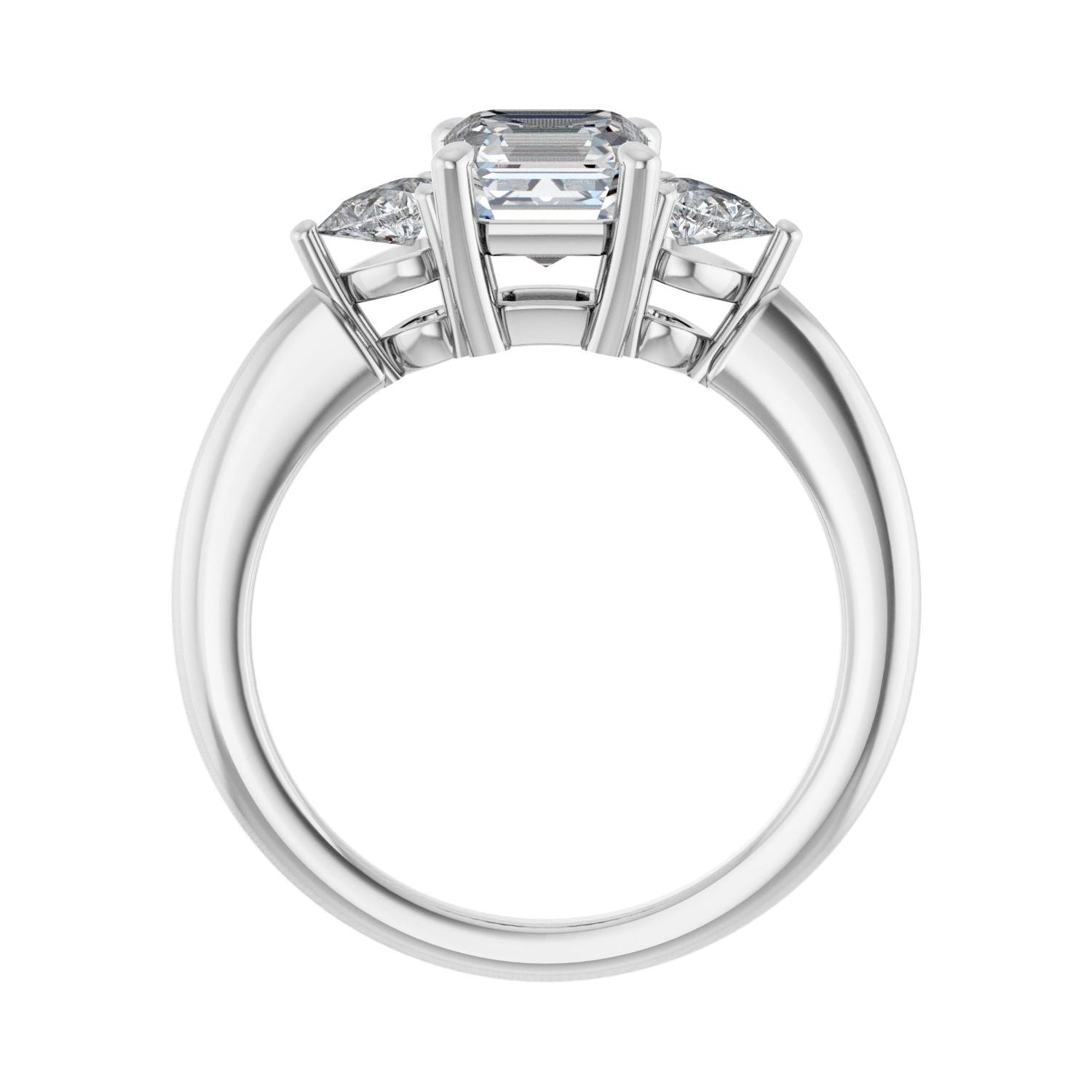 Asscher Three-Stone Engagement Ring | Metal Type=14K White Gold | Center Stone Size=1 CT | Image 2
