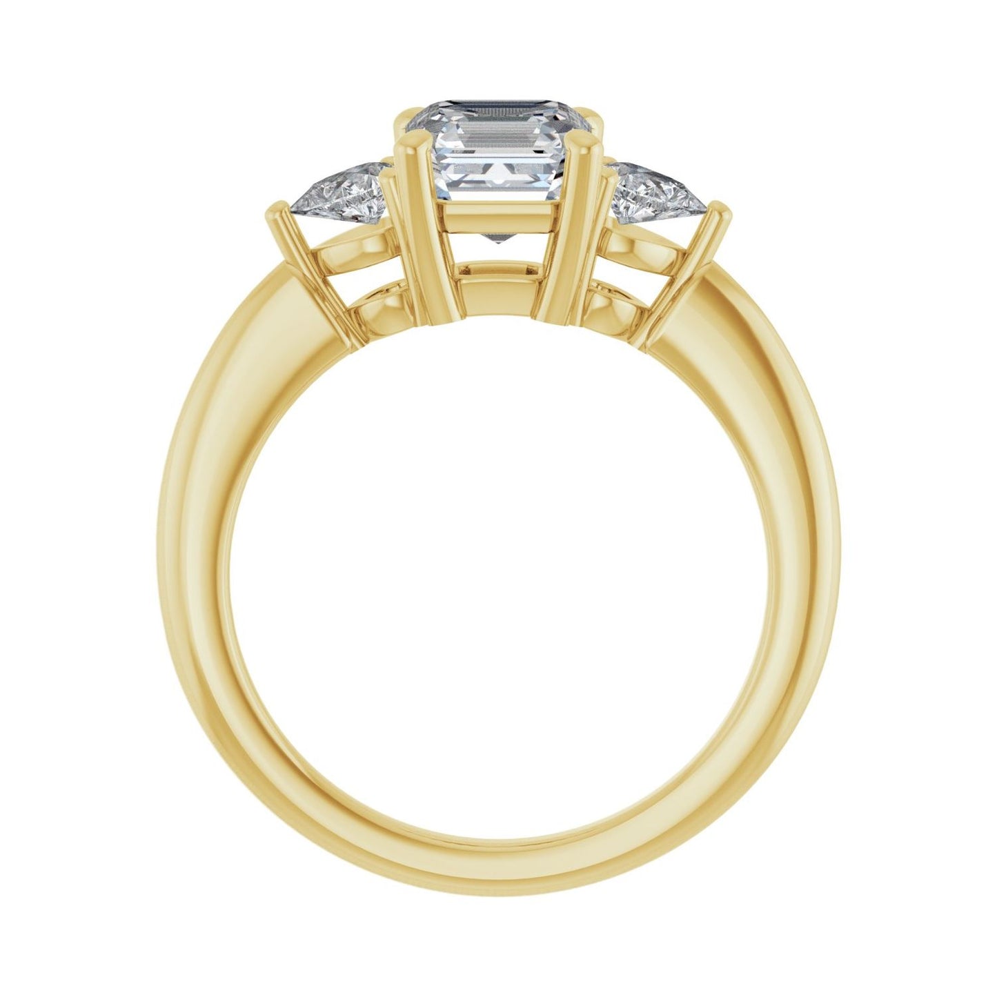 Asscher Three-Stone Engagement Ring | Metal Type=14K Yellow Gold | Center Stone Size=1 CT | Image 2