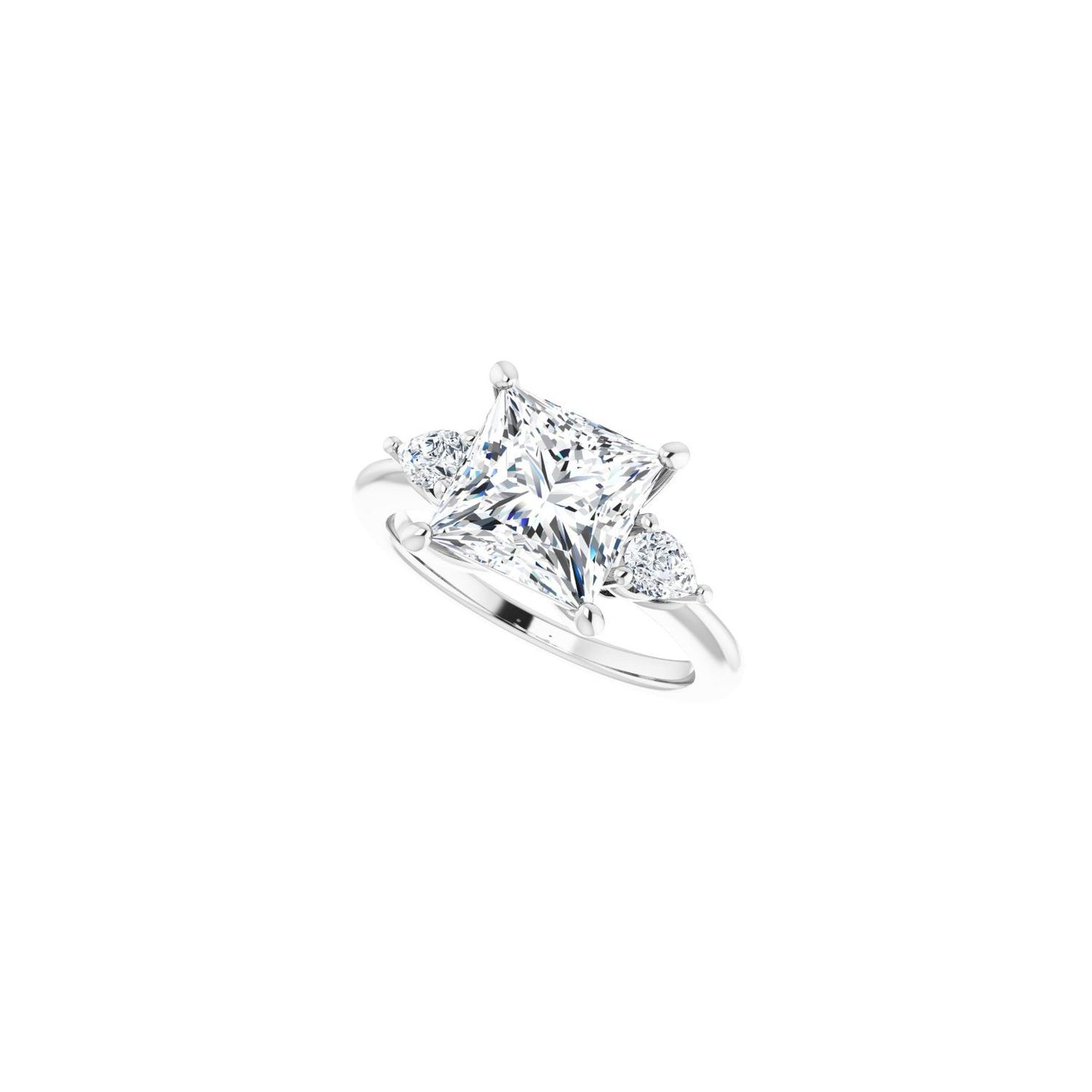 Square Three-Stone Engagement Ring | Metal Type=14K White Gold | Center Stone Size=3 CT | Image 5