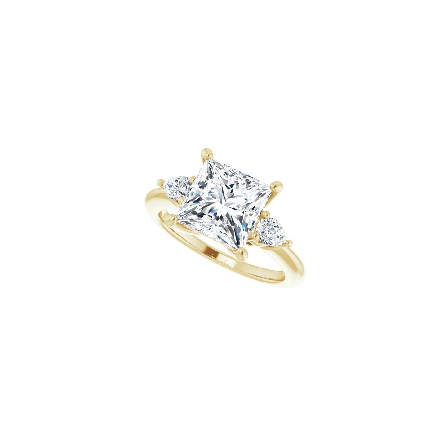 Square Three-Stone Engagement Ring | Metal Type=14K Yellow Gold | Center Stone Size=3 CT | Image 5