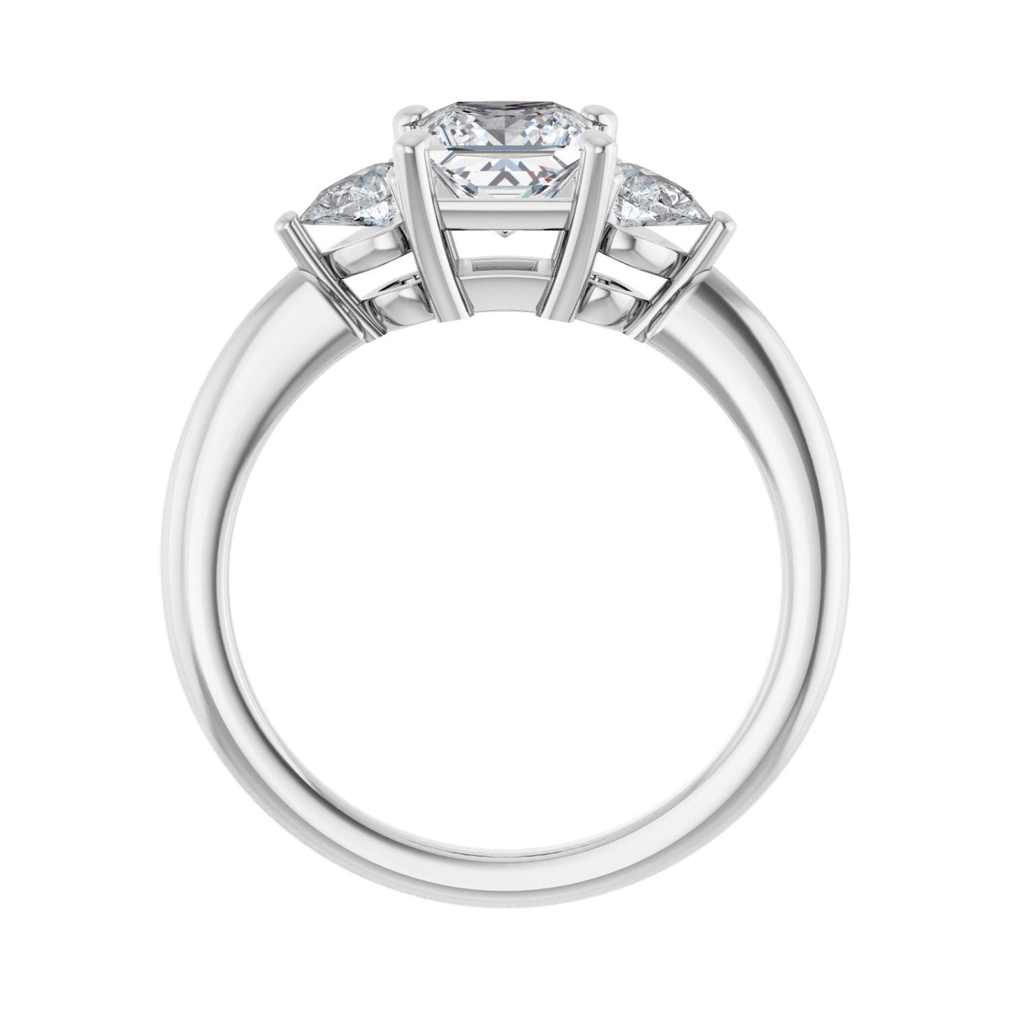 Square Three-Stone Engagement Ring | Metal Type=14K White Gold | Center Stone Size=1 CT | Image 2