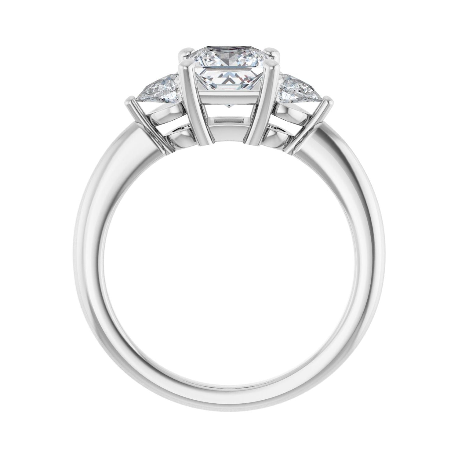 Square Three-Stone Engagement Ring | Metal Type=14K White Gold | Center Stone Size=1 CT | Image 2
