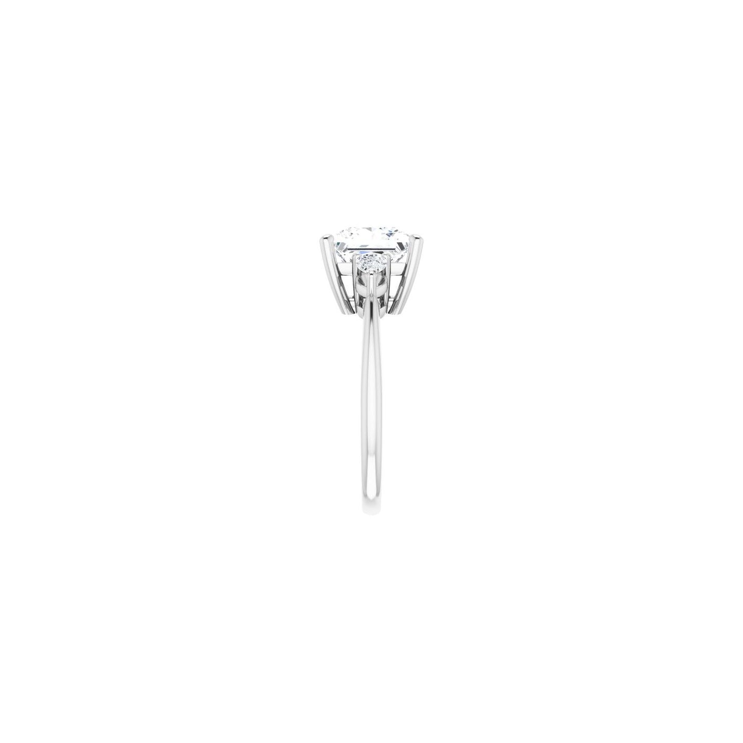 Square Three-Stone Engagement Ring | Metal Type=14K White Gold | Center Stone Size=3 CT | Image 4
