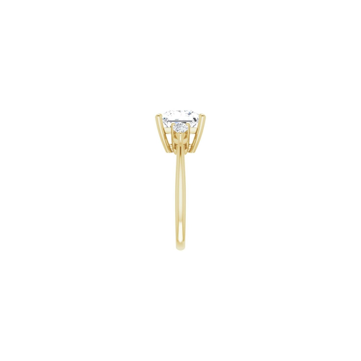 Square Three-Stone Engagement Ring | Metal Type=14K Yellow Gold | Center Stone Size=3 CT | Image 4
