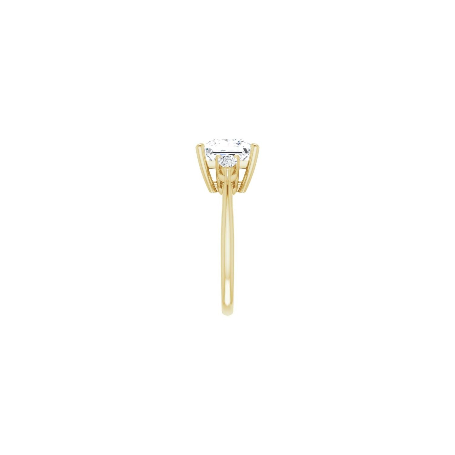 Square Three-Stone Engagement Ring | Metal Type=14K Yellow Gold | Center Stone Size=3 CT | Image 4