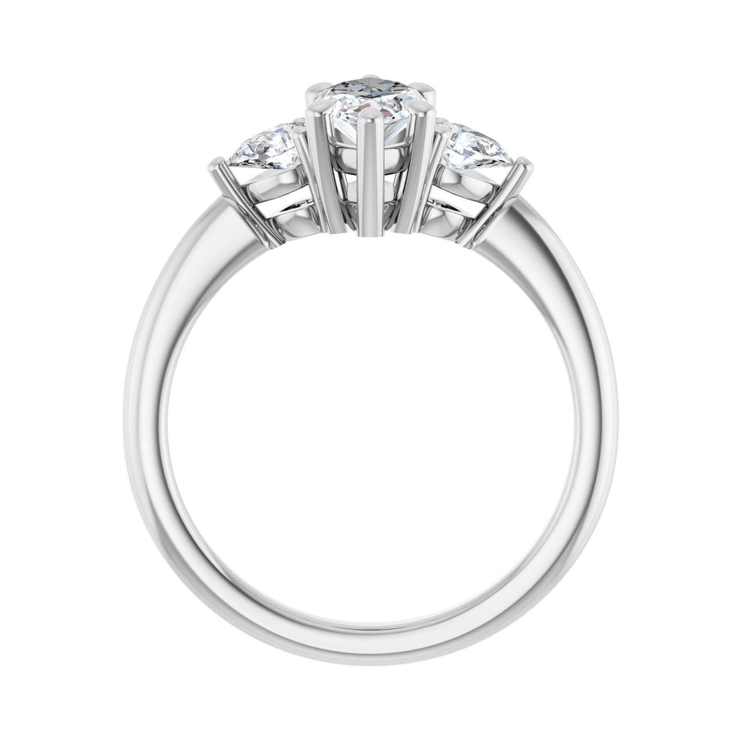 Marquise Three-Stone Engagement Ring | Metal Type=14K White Gold | Center Stone Size=1 CT | Image 2