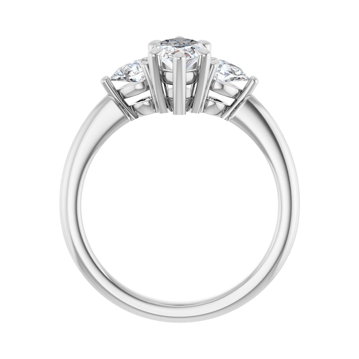 Marquise Three-Stone Engagement Ring | Metal Type=14K White Gold | Center Stone Size=1 CT | Image 2