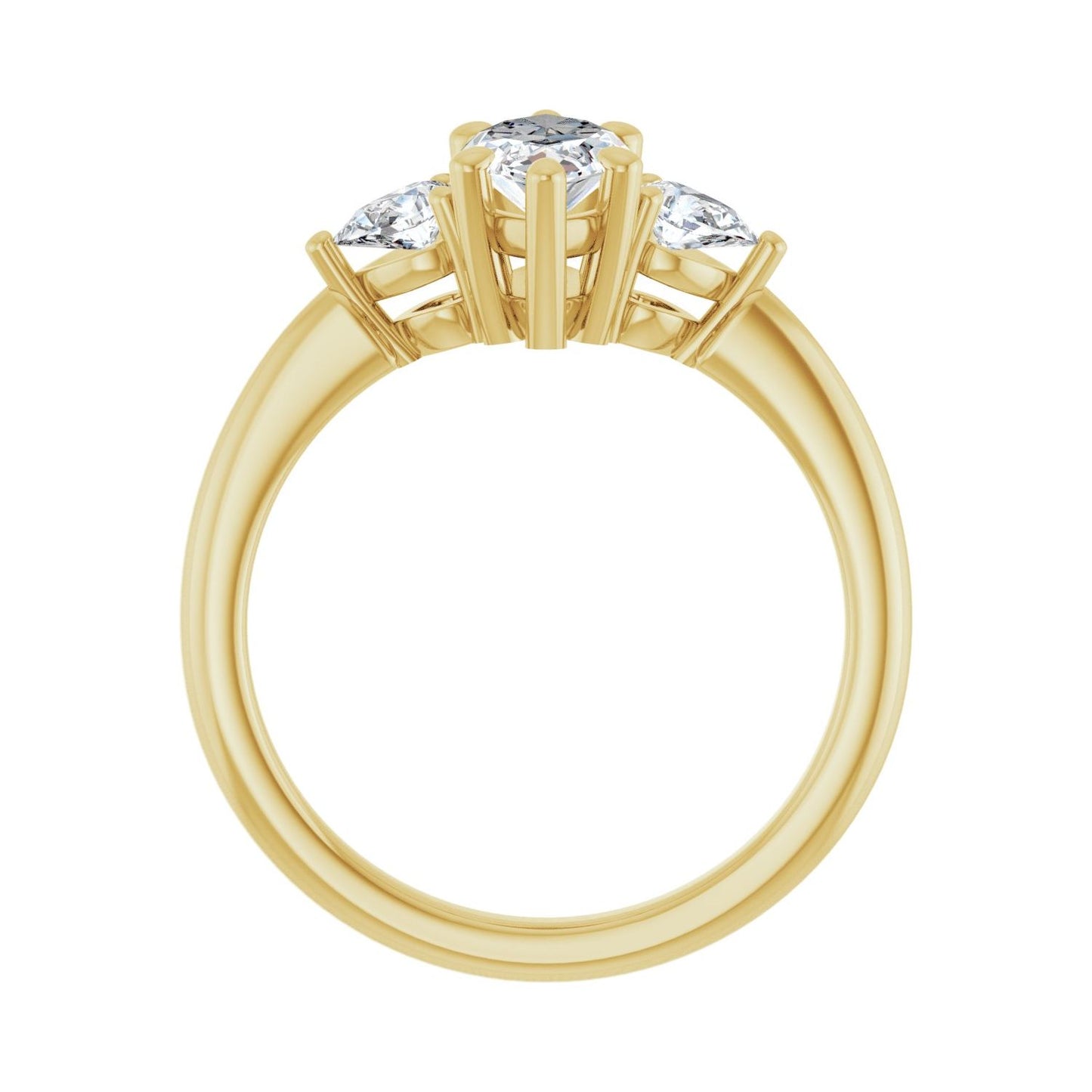 Marquise Three-Stone Engagement Ring | Metal Type=14K Yellow Gold | Center Stone Size=1 CT | Image 2