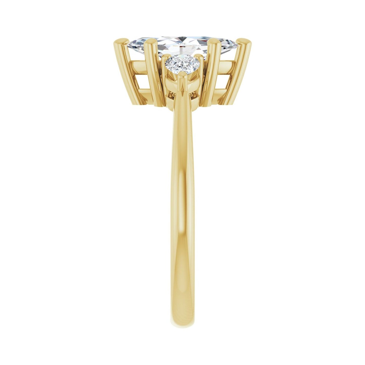 Marquise Three-Stone Engagement Ring | Metal Type=14K Yellow Gold | Center Stone Size=1 CT | Image 4