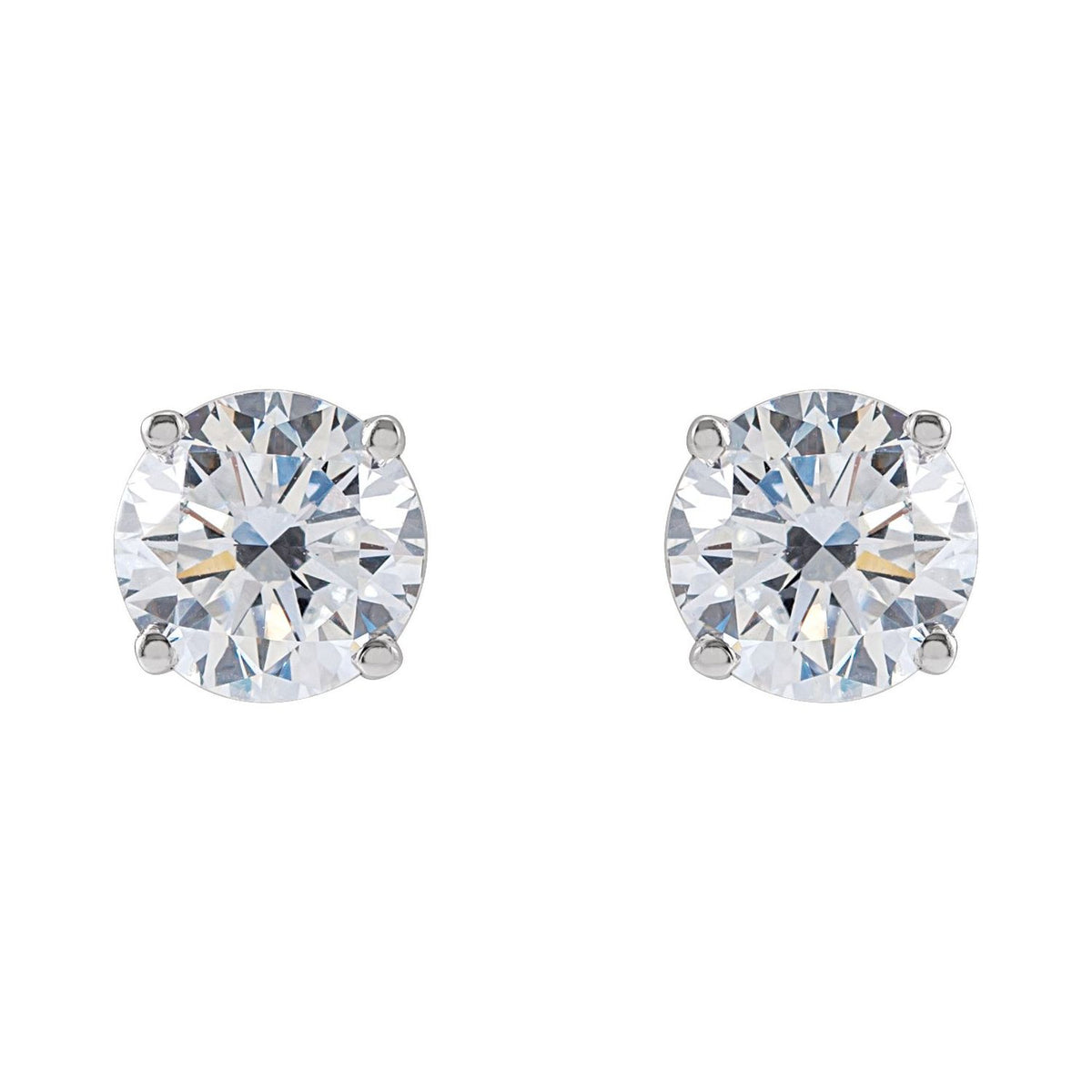 Round 4-Prong Lightweight Stud Earrings | Metal Type=14K White Gold | Center Stone Size=1.5 TCW | Image 2