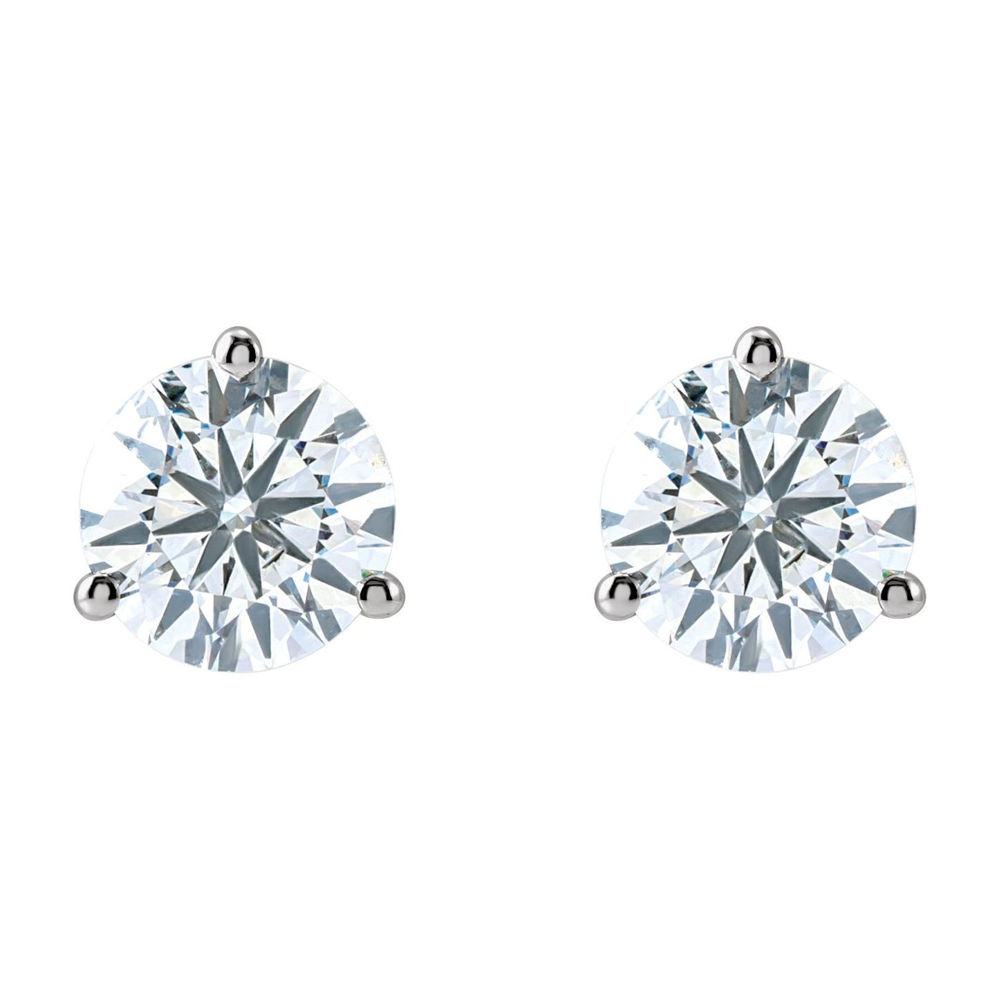 Round 3-Prong Cocktail-Style Stud Earrings | Metal Type=14K White Gold | Center Stone Size=3 TCW | Image 2