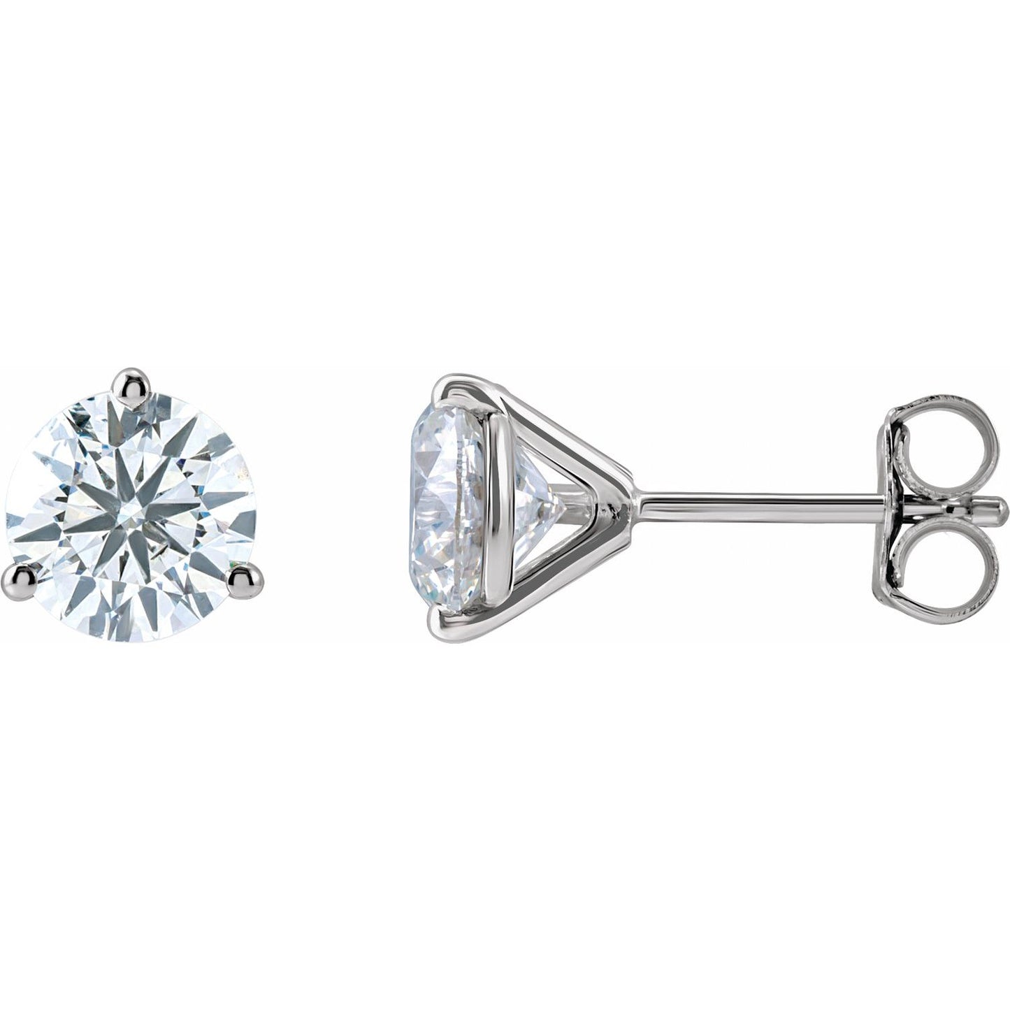 Round 3-Prong Cocktail-Style Stud Earrings | Metal Type=14K White Gold | Center Stone Size=3 TCW | Image 1