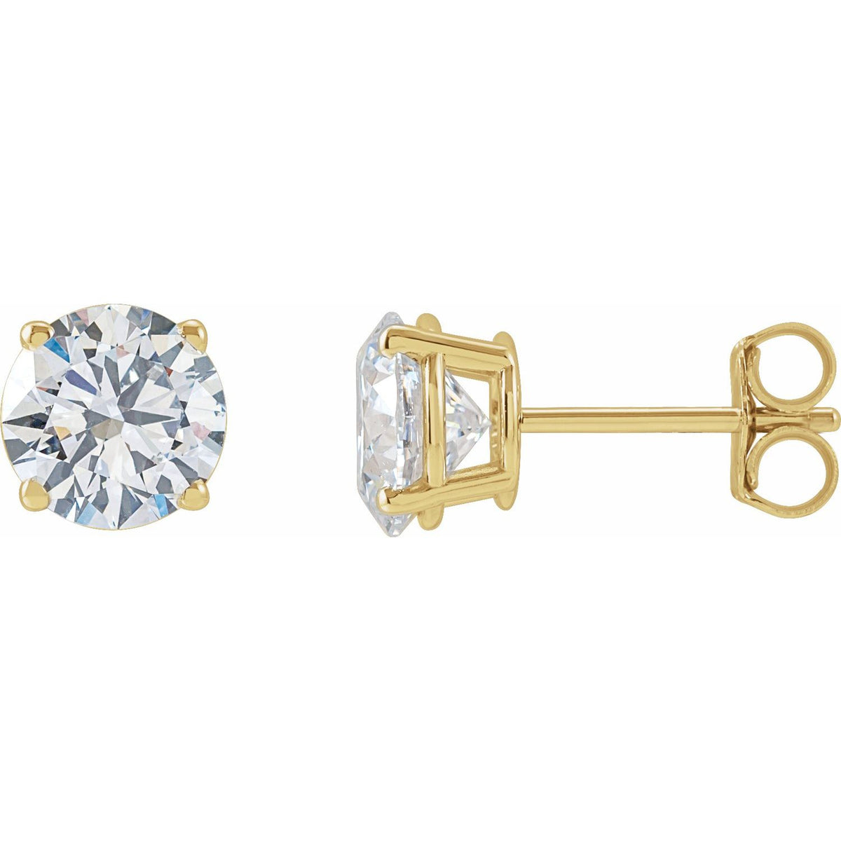 Round 4-Prong Lightweight Stud Earrings | Metal Type=14K Yellow Gold | Center Stone Size=1 TCW | Image 1