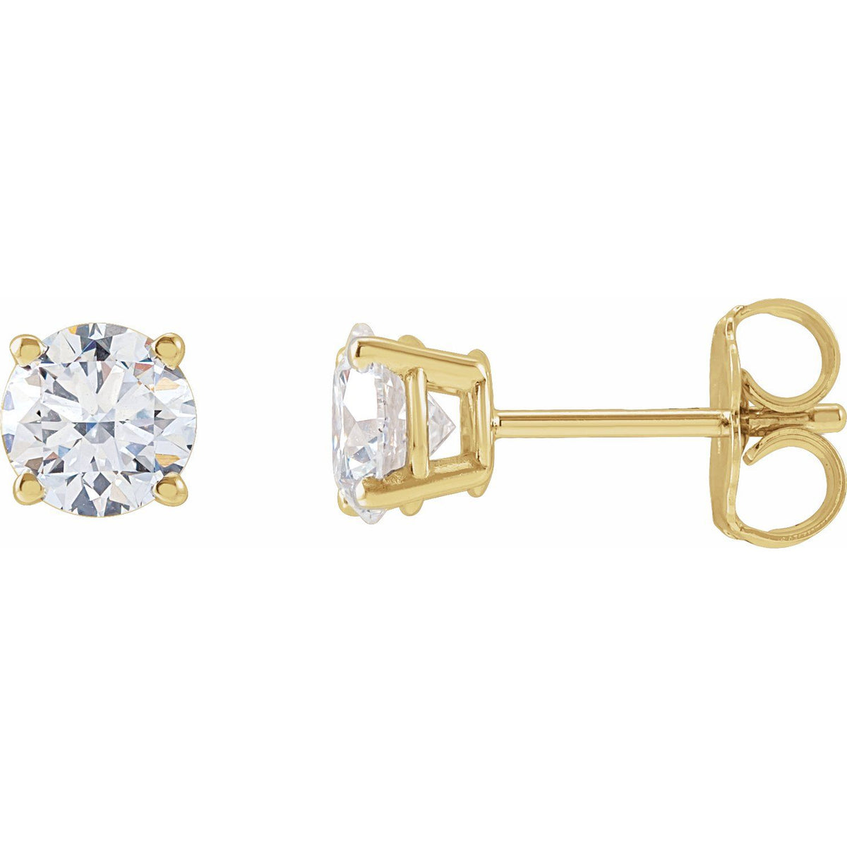Round 4-Prong Lightweight Stud Earrings | Metal Type=14K Yellow Gold | Center Stone Size=1.5 TCW | Image 1