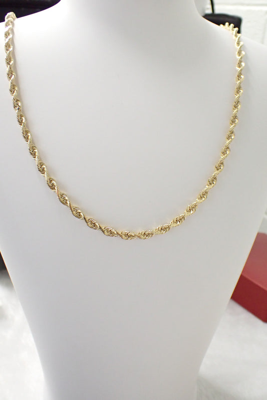 10K Yellow Gold Rope Chain Necklace