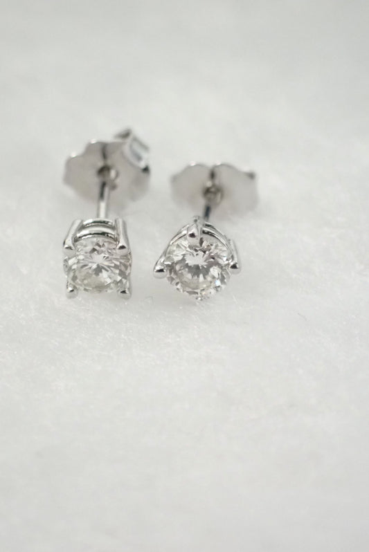 0.50ct Natural Diamond Stud Earrings (0.25ct Each) – 14K White Gold